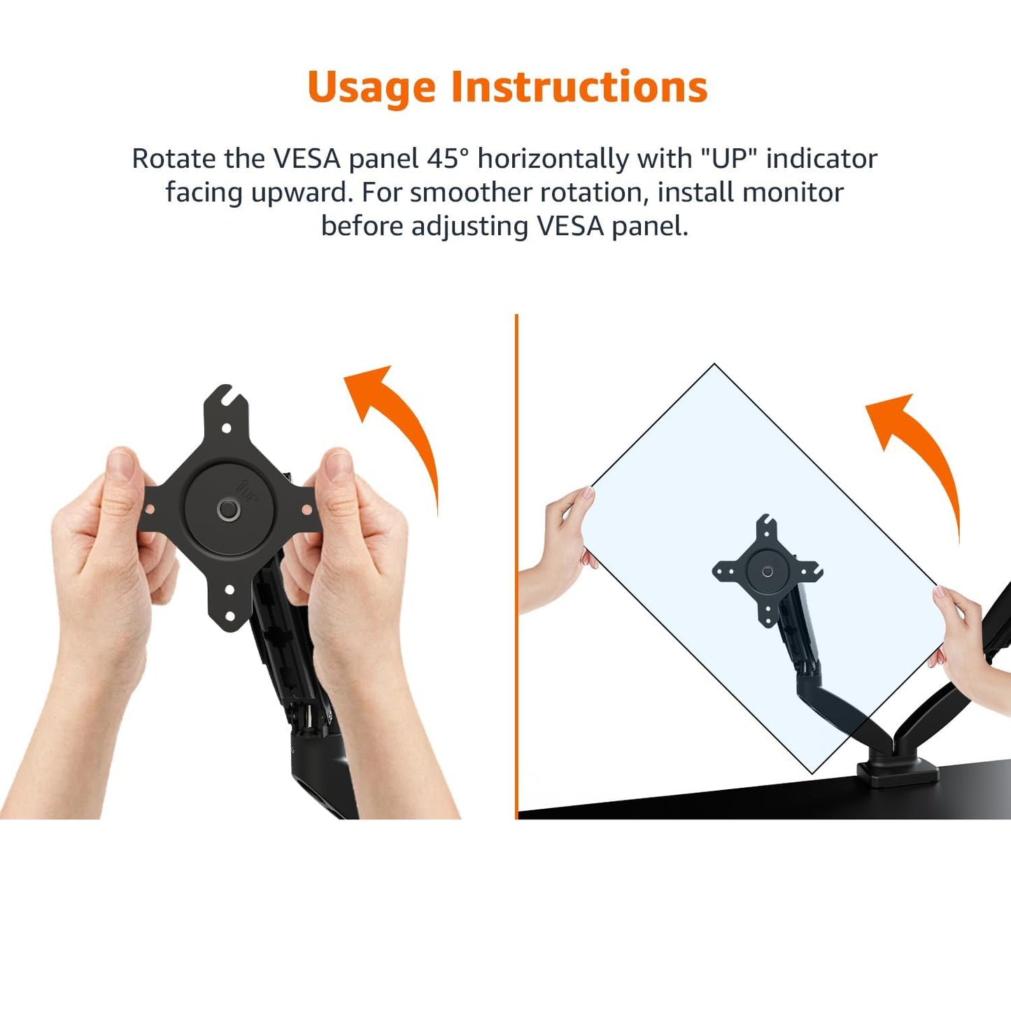 Amazon Basics Gas Spring Dual Computer Monitor Arm Mount, Adjustable, Holds up to 27" Monitors
