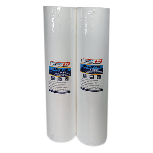 Better H2O Products Inc. 2-Pack 5 Micron Multi-Gradient Sediment Filter, 20" x 4.5", Whole House Sediment Filtration, Fits Big Blue & Clear Housings, 2 Count