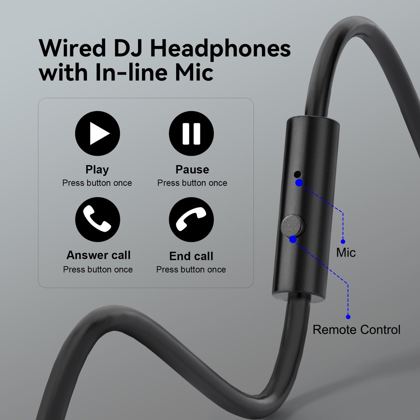 OneOdio Pro-10 Over Ear Wired Headphones for School Studio Monitor & Mixing DJ Stereo Headsets, 50mm Neodymium Drivers, in-Line Mic, 3.5mm/6.35mm Jack for AMP Computer Recording Phone Piano Guitar