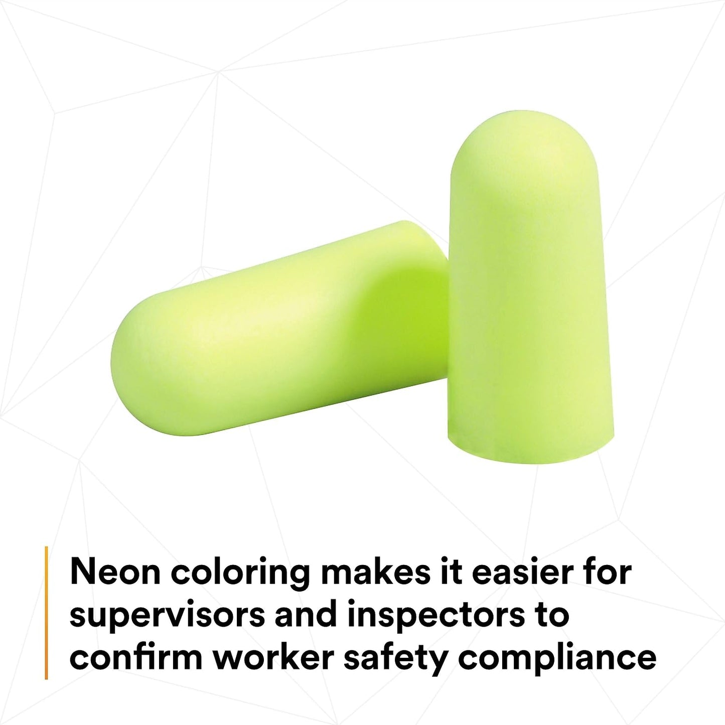 3M Ear Plugs, 200 Pairs/Box, E-A-Rsoft Yellow Neons 312-1250, Uncorded, Disposable, Foam, NRR 33, Drilling, Grinding, Machining, Sawing, Sanding, Welding, 1 Pair/Poly Bag