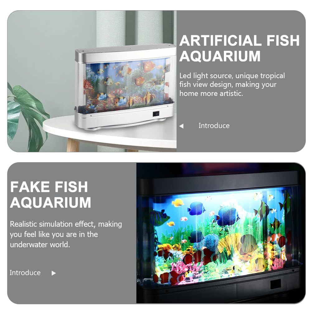 DOITOOL Fake Fish Tank Mini Aquarium: Artificial Tropical Fish Decorative Fake Fish Aquarium Lamp Artificial Aquarium Lights Motion Lamp Night Light with Moving Fish (US Plug)