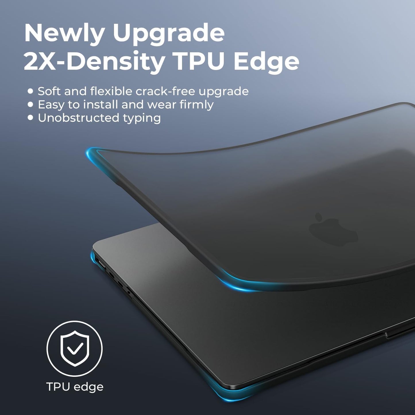 BlueSwan Compatible with MacBook Pro 16 inch Anti-Cracking Hard Shell Case, M4 M3 M2 M1 2025 2024-2021 Pro/Max A3403 A3186 A2991 A2780 A2485, Anti-Fingerprint Soft TPU Bumper, Frosted Black