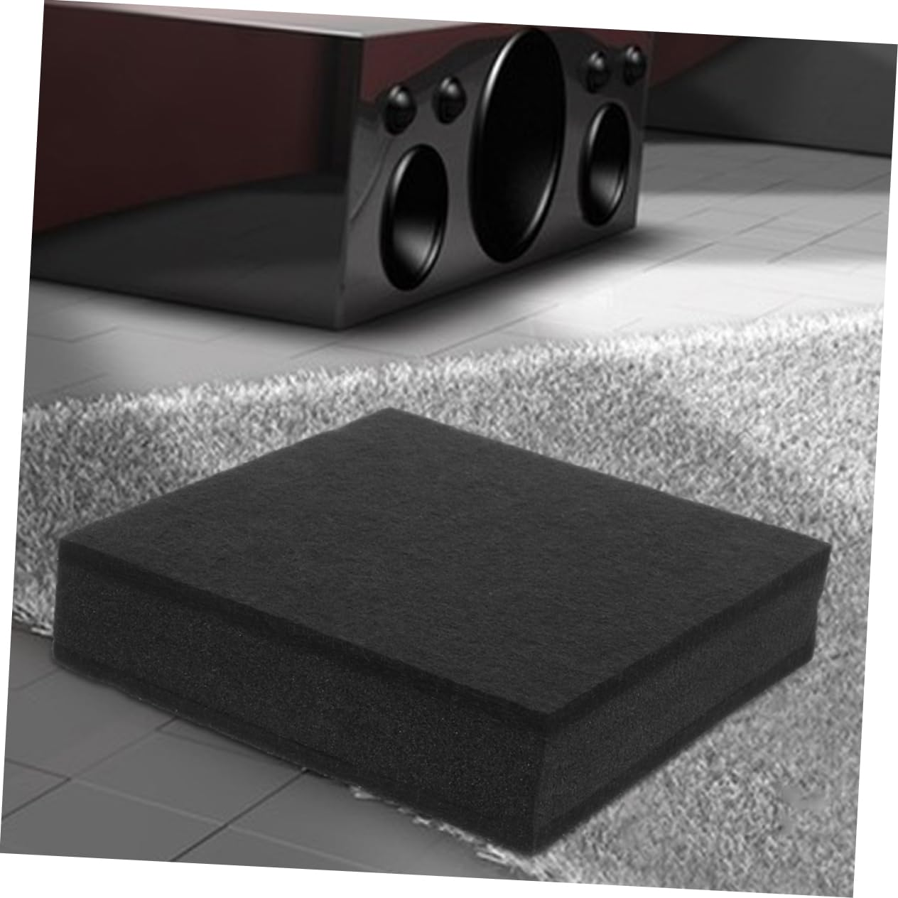 Wakauto 30cm x 30cm x 4.5cm Black Soundproofing Pad for Drums and Subwoofer Speakers Noise Cancelling Isolation Mat Vibration Absorbing for Home and Studio