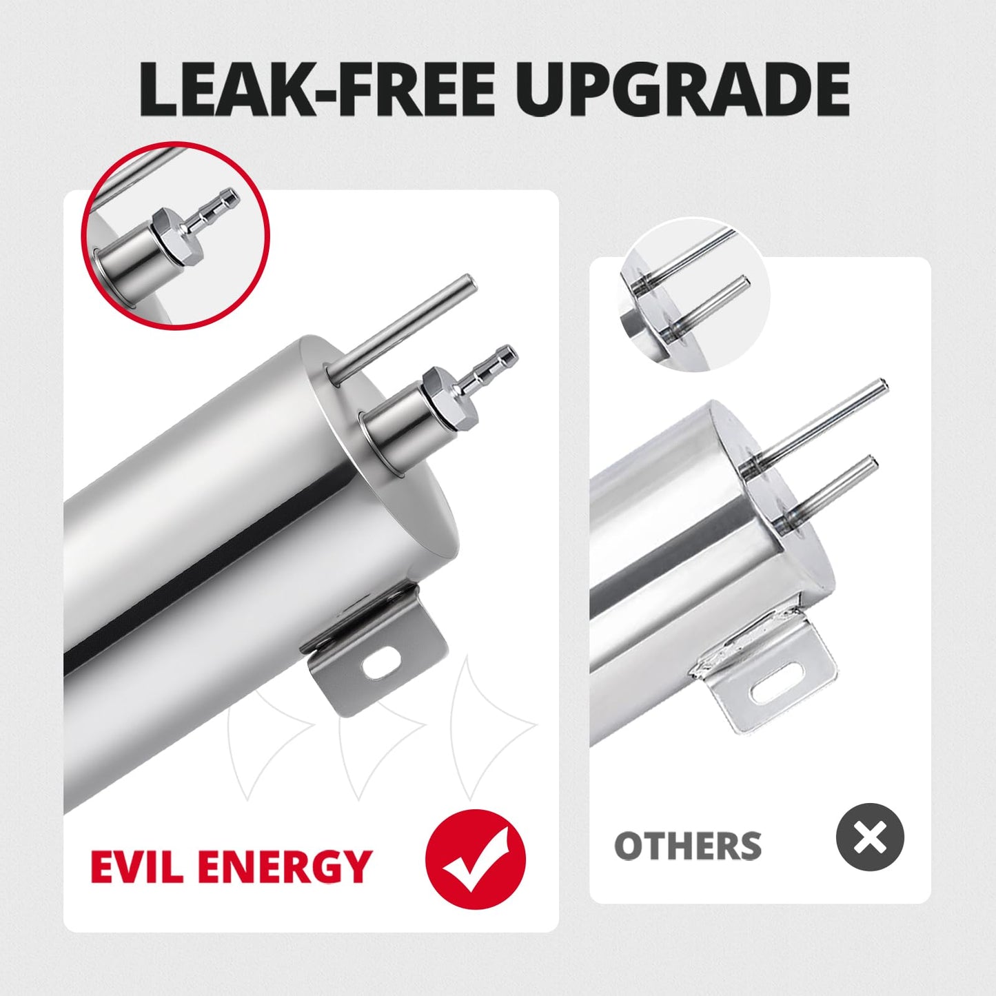 EVIL ENERGY Coolant Overflow Tank, Radiator Overflow Tank (Stainless Steel, 3“ × 10”)