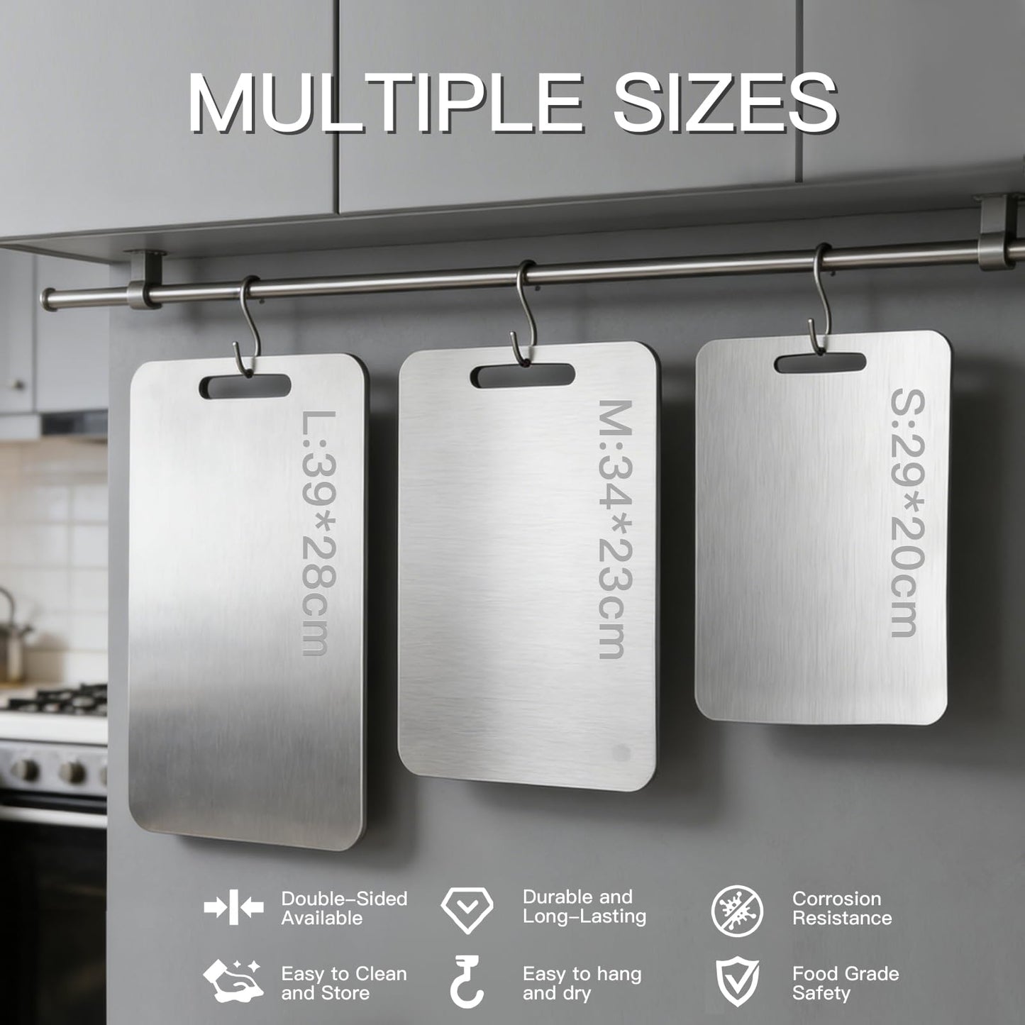 GNEL 3PCS Titanium Cutting Boards Set,2026 New Upgrade 100% Pure Titanium Cutting Boards for Kitchen, Food Grade Quality, Easy to Clean and Will Not Absorb Odors, Dishwaser Safe