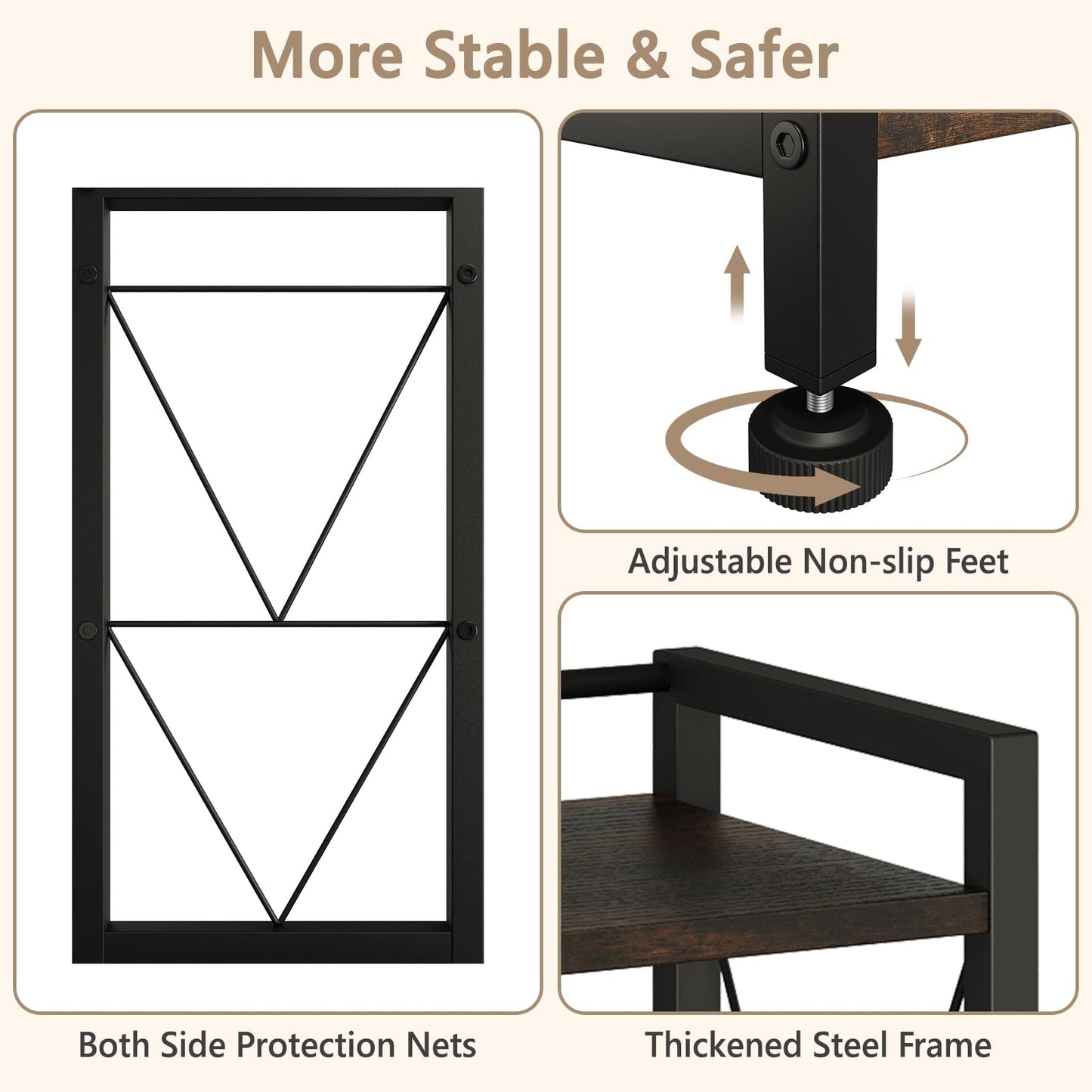 VSIWB Desktop Organizer Shelf, 2 Tiers Desk Organizers and Storage, Countertop Organizer Desktop Bookshelf, Metal and Wooden Desk Storage Shelf, Desk Shelf for Home Office Coffee Bar Bedroom Kitchen