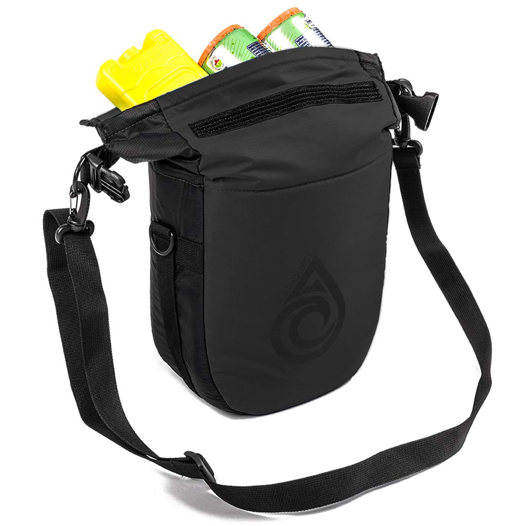 AquaQuest Ice Cave Insulated Dry Bag - 12L & 5L Cooler Drybag - Waterproof, Lightweight, Compact - Grey, Blue, Black (Black, 12 L)