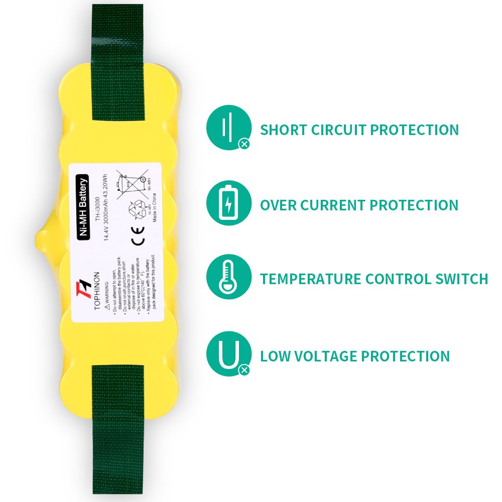HT TopHinon 3000mAh 14.4V Ni-MH Vacuum Cleaner Battery for iRobot Roomba 500 510 520 530 532 535 540 545 550 552 555 560 562 570 580 581 585 595 600 610 620 630 650 660 700 760 770 780 790 800 870 880