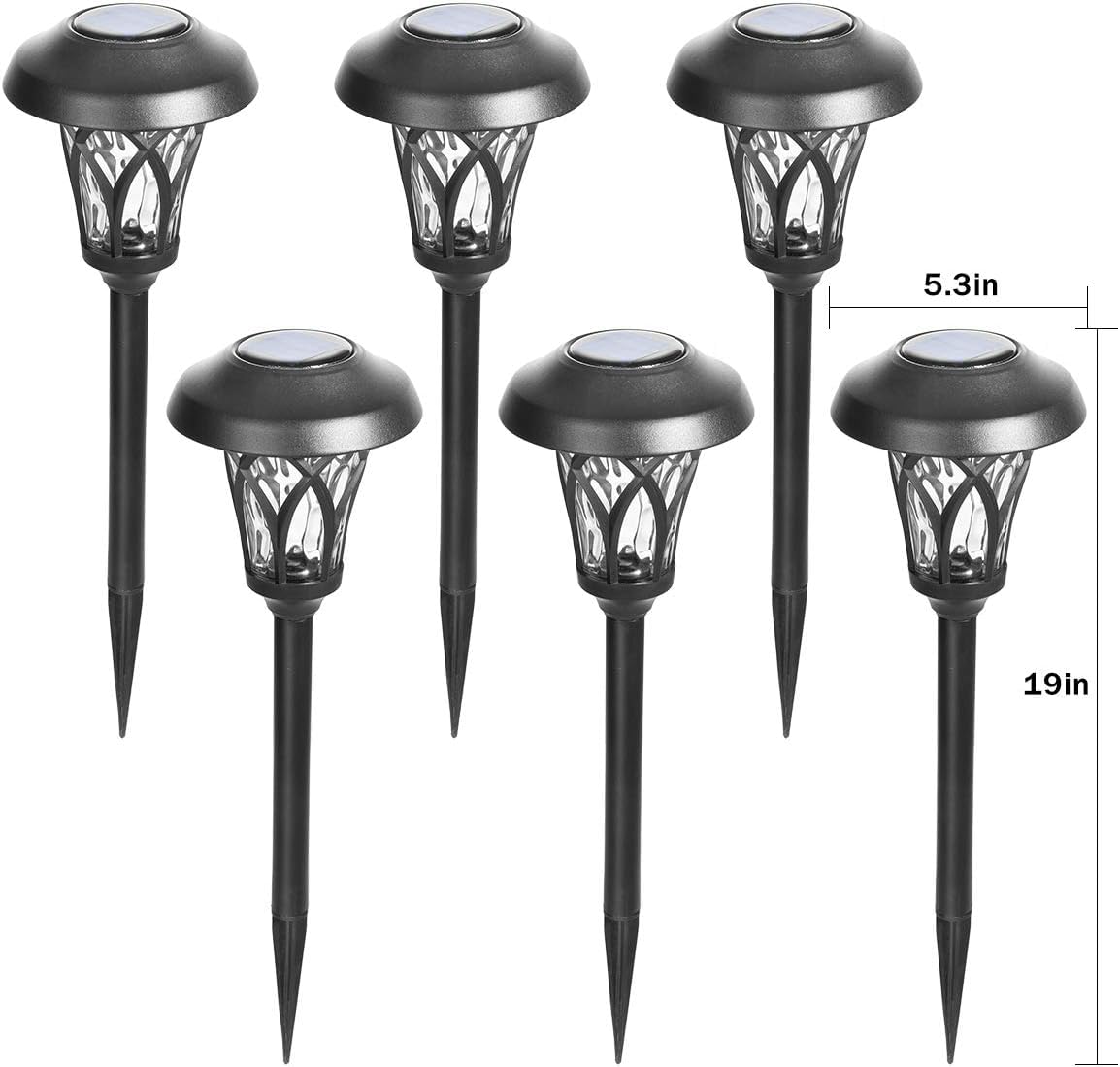 GIGALUMI Solar Lights Outdoor 6 Pack, Solar Landscape Lights Warm White, Black Super Bright High Lumen Waterproof Metal Automatic Solar Lights for Yard, Pathway, Garden, Walkway