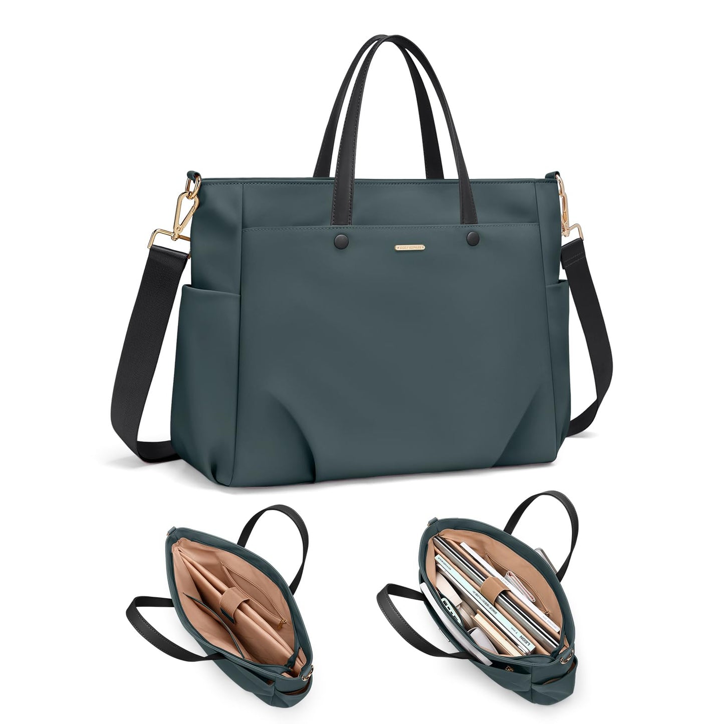 Laptop Tote Bag 15 Inch, Computer Shoulder Bag Large Work Tote Bag for Women, Laptop Carrying Case Stylish Handbag for Business Travel (Atrovirens)