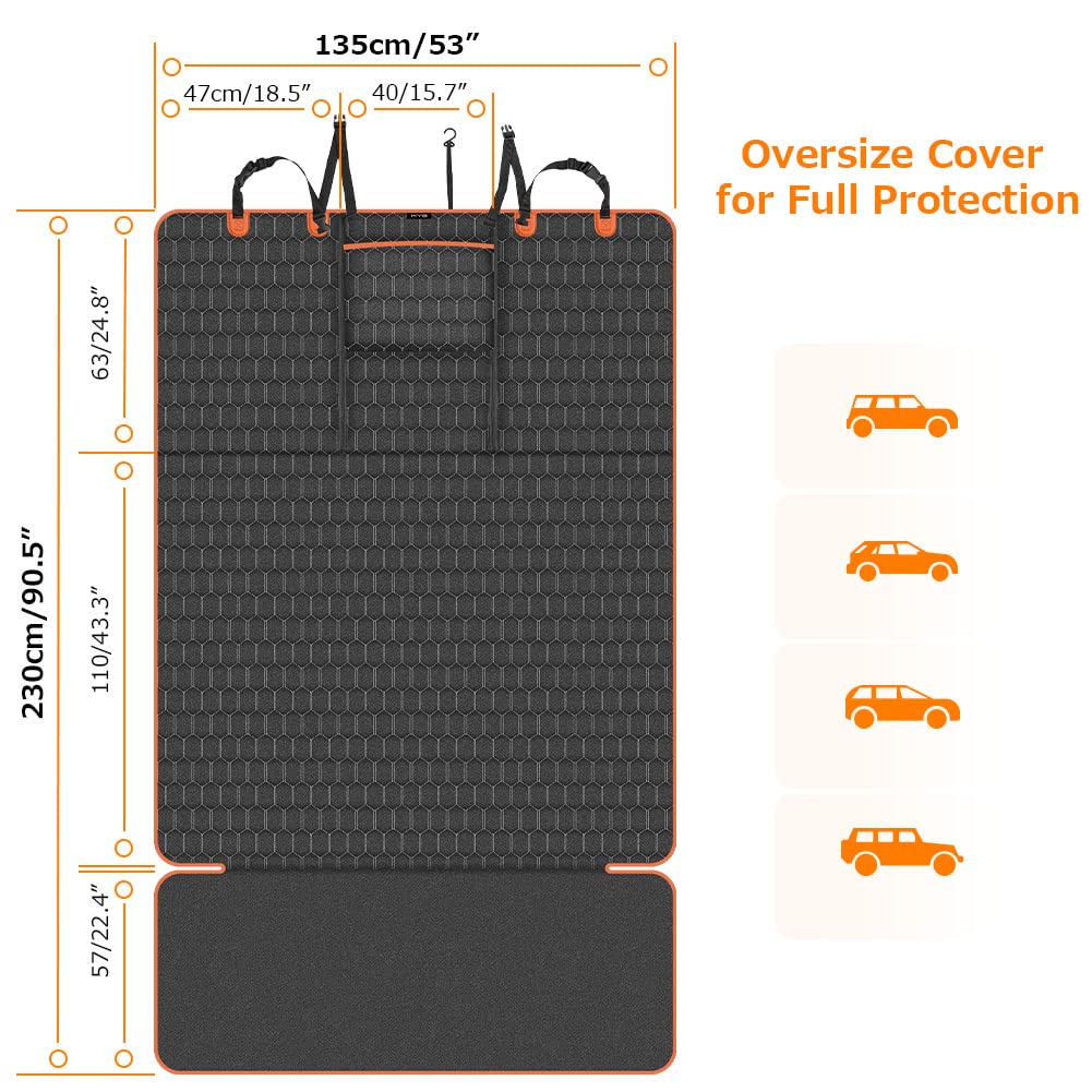 KYG Dog Cargo Liner SUV with Bumper Flap Protector, Waterproof Pet Trunk Cover Oversized 135x230cm Nonslip Cargo Cover Large Pocket, Universal Fit
