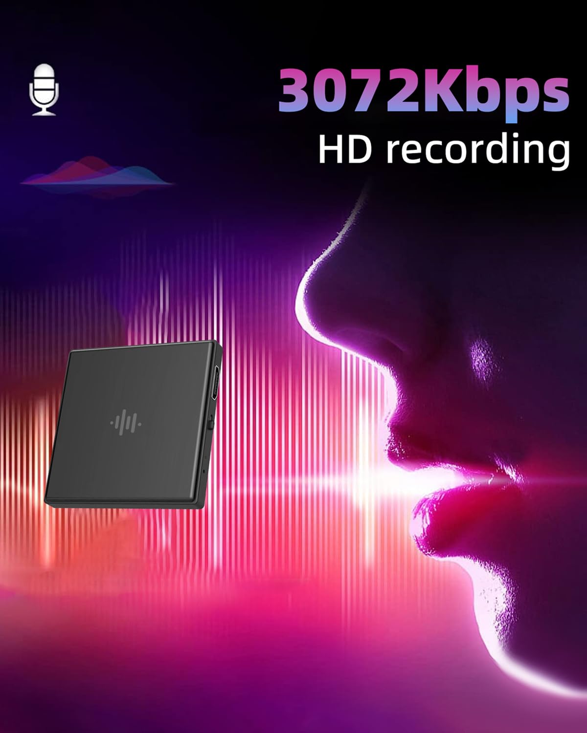 3072Kbps Magnetic Voice Recorder,Audio Recorder with AI-Triple Intelligent Noise Cancellation,128GB Recording Device with 9200Hours Store, Voice Activated Recorder for Lectures, Meetings, Intervie