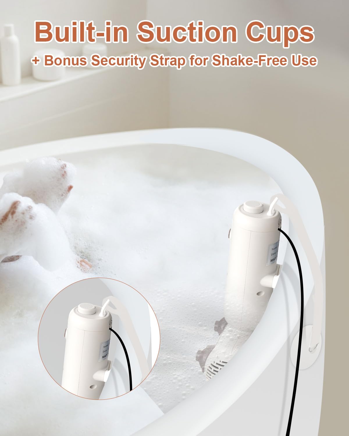 KokoSelene Bath Jets for Tub, Portable Bath Spa for Bathtub with Dual Hydro Jets, Bathtub Spa Machine Creates Soothing Bubbles and Massage for Daily Relax at Home Use (Brown)