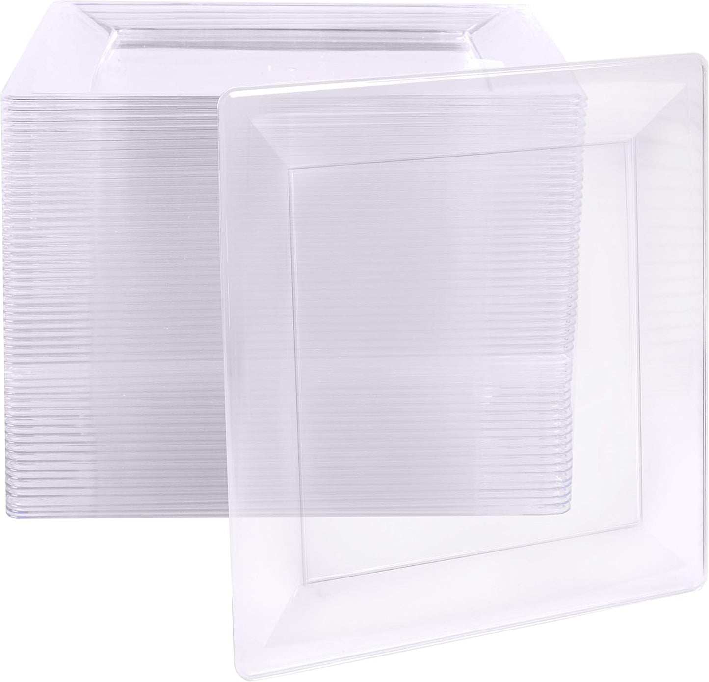 Ilyapa 50 Pack 4.5 Inch Disposable Dessert Plates, Plastic Clear Party Sets for 50 Guests, Clear Appetizer, Cake Plates 4.5", Party & Dinner Accessories, Square