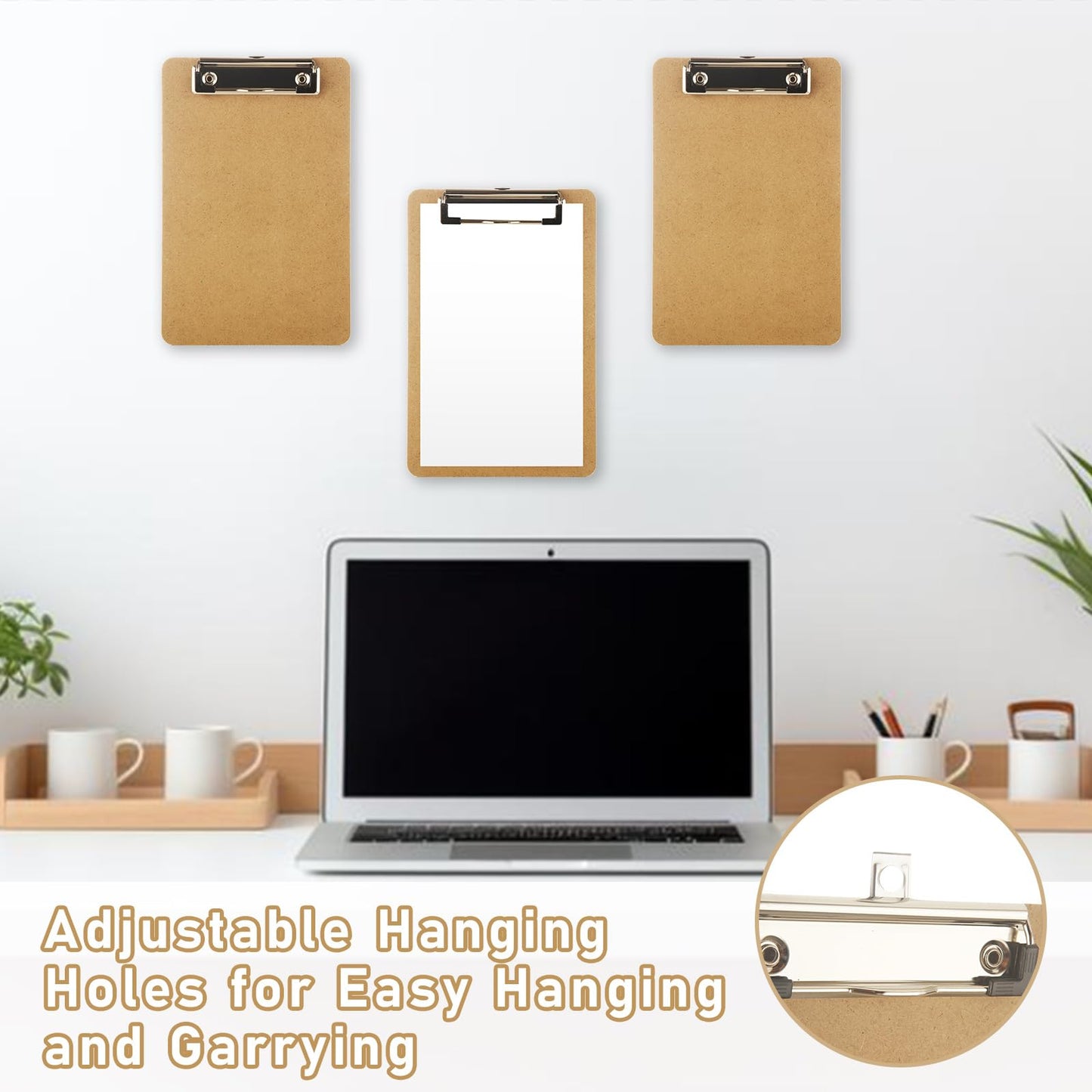 WOPPLXY 40 Pcs Mini Clipboards, 6" x 9" Small Clipboards Bulk, Wood Hardboard with Low Profile Clip, A5 Memo Size Clip Boards, Mini Wooden Clipboard for Home, Office, School Classroom Supplies, Brown