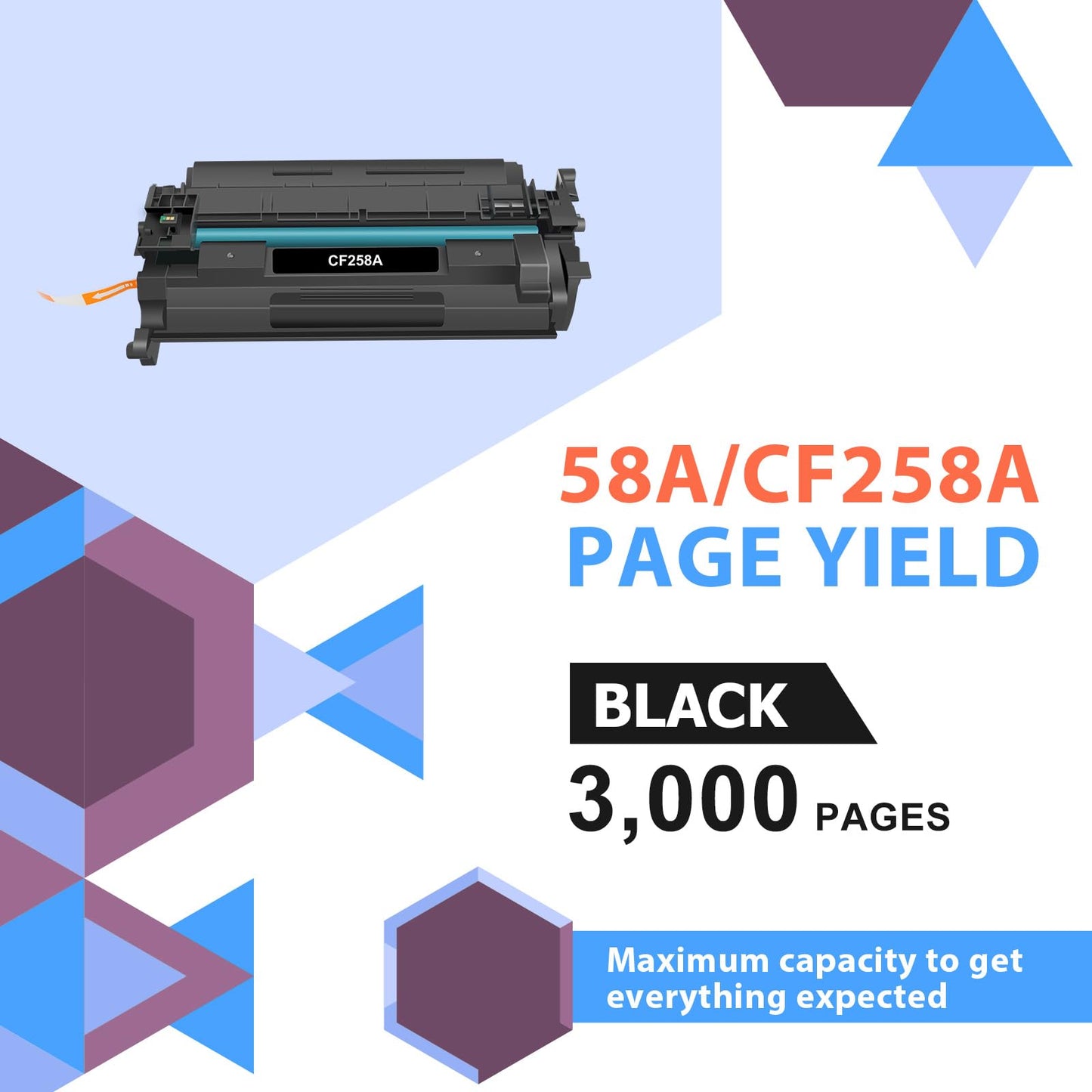58A CF258A Toner Cartridge Black 2 Pack (with Chip) Compatible Replacement for HP CF258A 58A 58X CF258X Work for HP Laserjet Pro MFP M428fdw M428fdn M428dw M404 M428 M404n M404dn M404dw Printer Ink