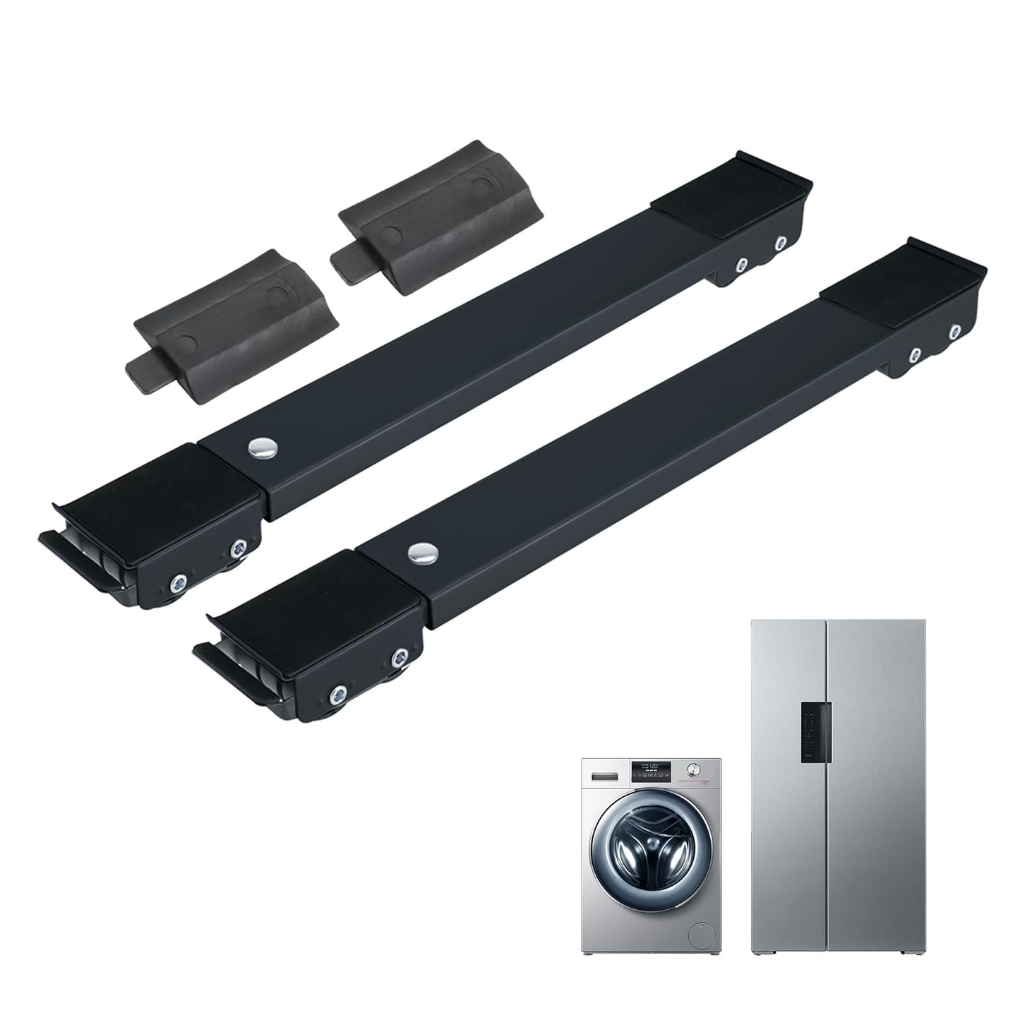 NORJIN Furniture Dolly Mobile Roller, Heavy Duty Adjustable Appliance Rollers, Extendable Furniture Sliders Max 71cm for Refrigerator Base, Dryer Base, Washing Machine Base, Black