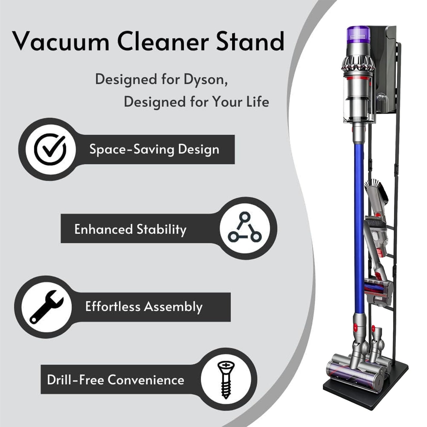 IZSOHHOME Vacuum Stand for Dyson,Storage-Stand-Docking-Station-Holder Compatible with Dyson,Stable Metal Storage Bracket Stand Holder,V6 V7 V8 V10 V11 V12 V15 DC30 DC31 DC34 DC35 DC58 DC59 Cordless