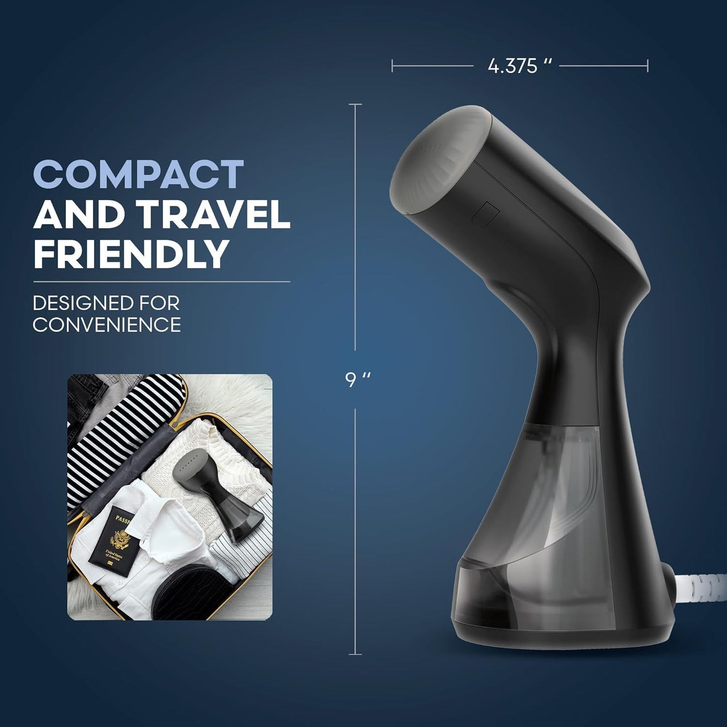 Conair Compact Garment Steamer for Clothes, 1100 watts, Small Size Tackles Big Wrinkles with Fast Heat Up