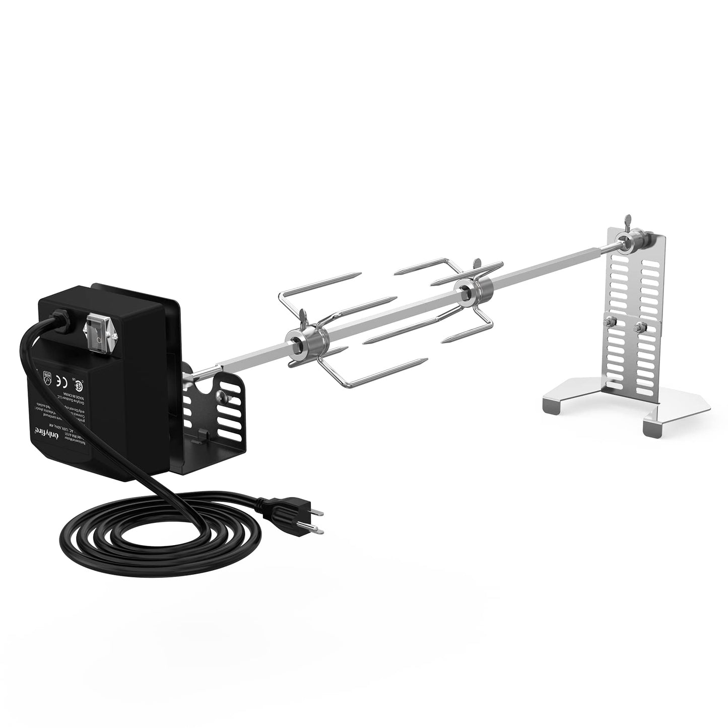 onlyfire Universal Rotisserie Kit for Most Gas Grills – Heavy Duty BBQ Rotisserie with 110V Electric Motor, 28" Square Spit Rod & 4-Prong Meat Forks, Outdoor Grill Accessories for Turkey Chicken Roast