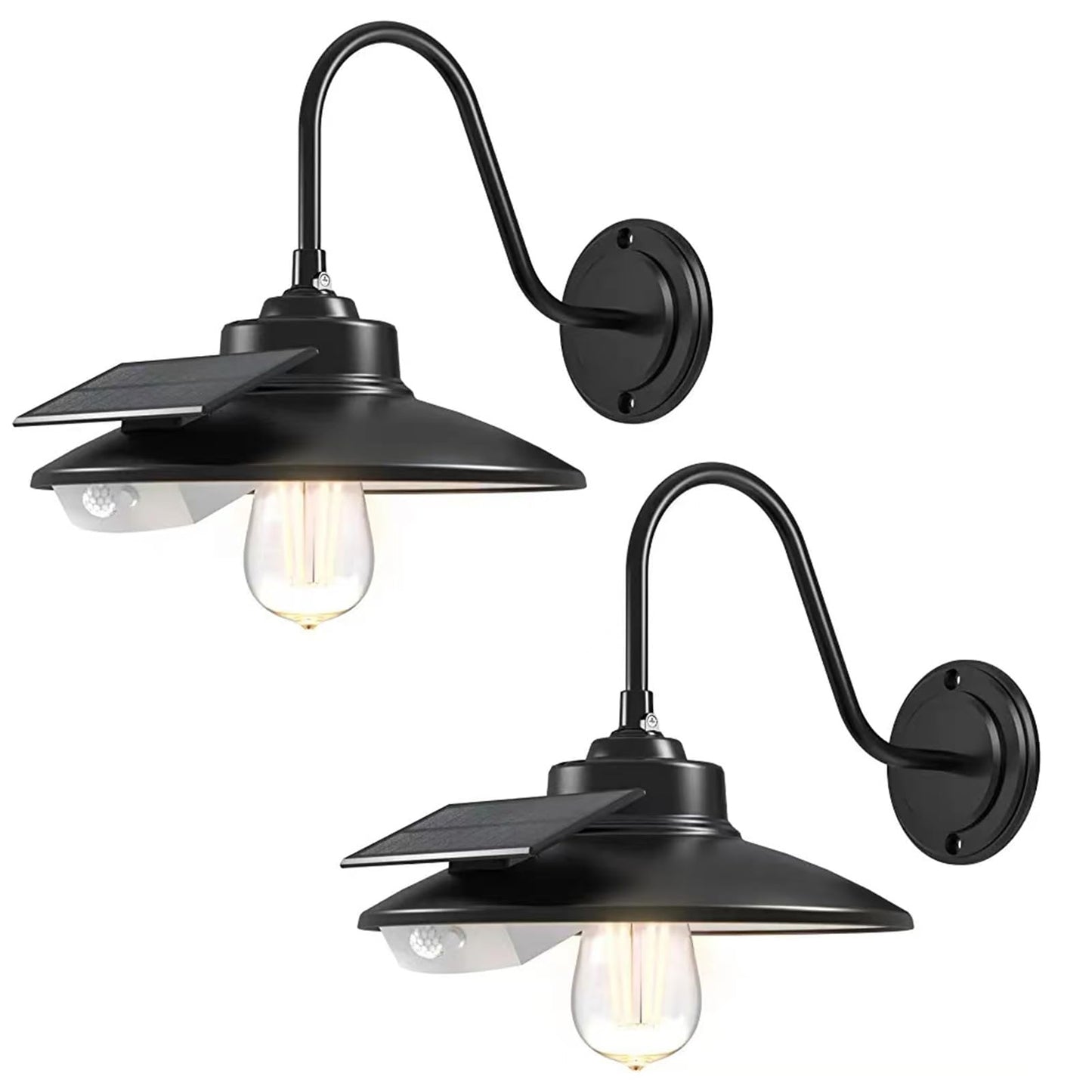ZKLiLi Solar Light with 3 Lighting Modes Solar Barn Lights Outdoor Waterproof, Motion Sensor Solar Porch Lights, Retro Outdoor Solar Light with Bulb for Barn Porch Farmhous Shed Outdoor (2pack)…
