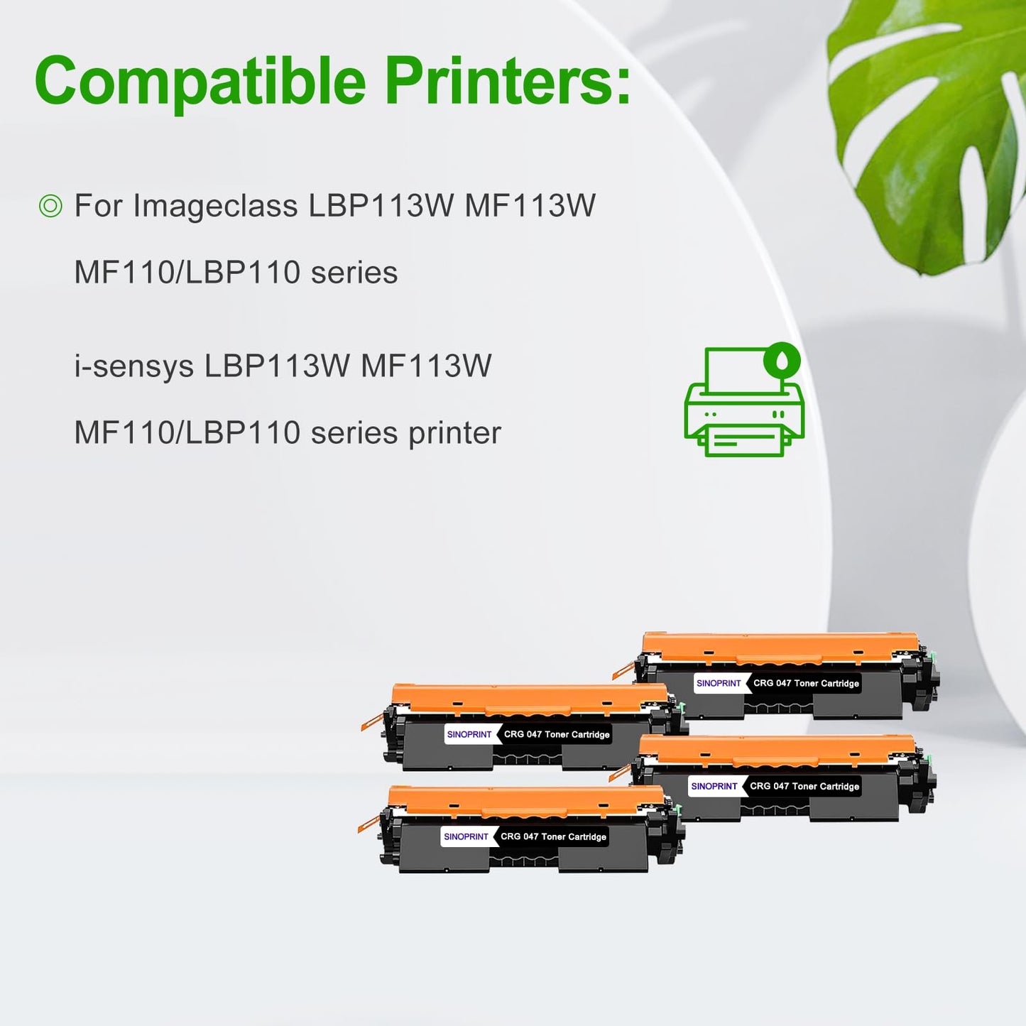 SINOPRINT crg047 Compatible Toner Cartridges for Canon 047 crg-047 for Canon Imageclass LBP113W MF113W MF110 LBP110 Series, i-sensys LBP113W MF113W MF110 LBP110 Series Printer (Black, 4-Pack)