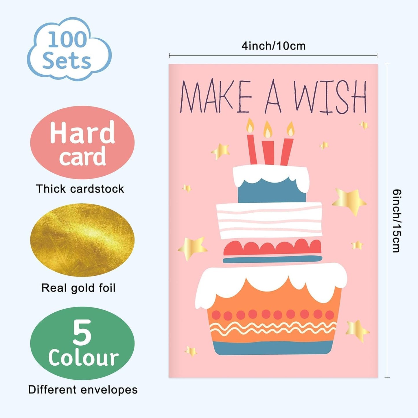 Timenued 100 Pcs Birthday Cards Bulk with Envelopes Happy Birthday Cards, Box Of Birthday Cards Assorted Birthday Cards Pack Funny Greeting Cards Assortment Birthday Cards for Kids Girls Friends Teacher Men