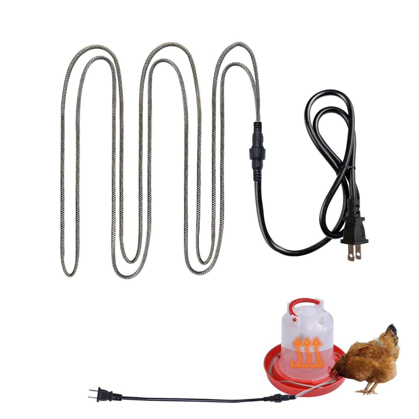 comincia Chicken Water Heater Cord,Heated Chicken Waterer for Winter to Prevent Water Freezing,Poultry Water Heater for Chickens,Hens,Ducks/Small Animals(Waterer Not Included) 1-Pack