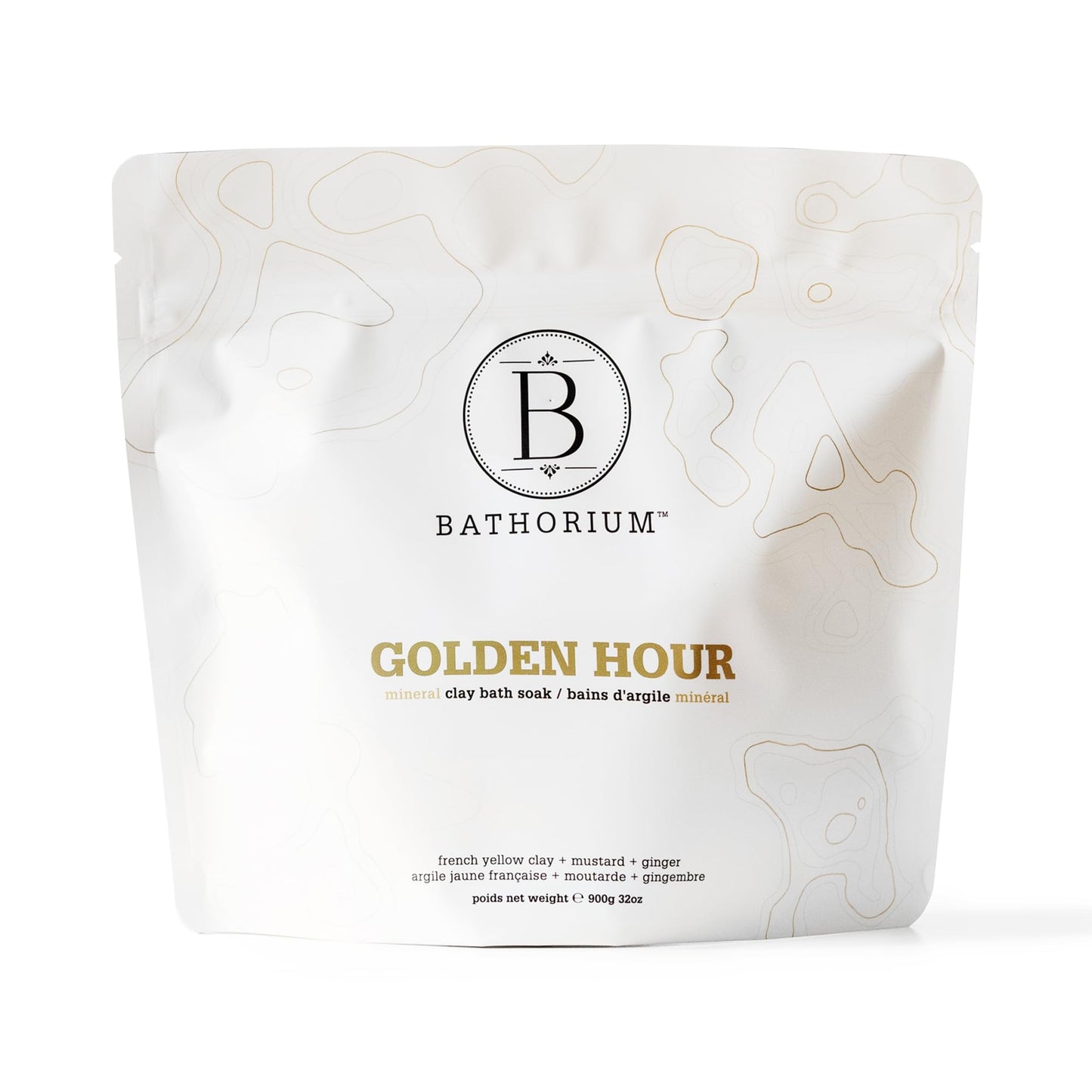 Bathorium Golden Hour Mud Mineral Soak, Detox Bath Soak with French Grey Sea Salt, Ginger & Mandarin, Sinus Relief & Recovery, pH-Balanced for Women, Approximately 3 Baths, 900g