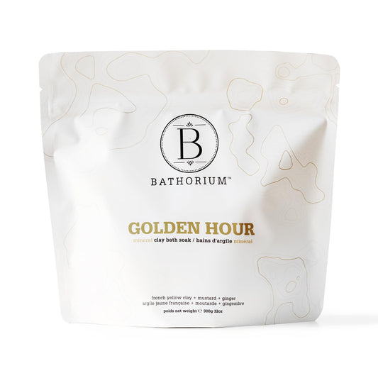 Bathorium Golden Hour Mud Mineral Soak, Detox Bath Soak with French Grey Sea Salt, Ginger & Mandarin, Sinus Relief & Recovery, pH-Balanced for Women, Approximately 3 Baths, 900g