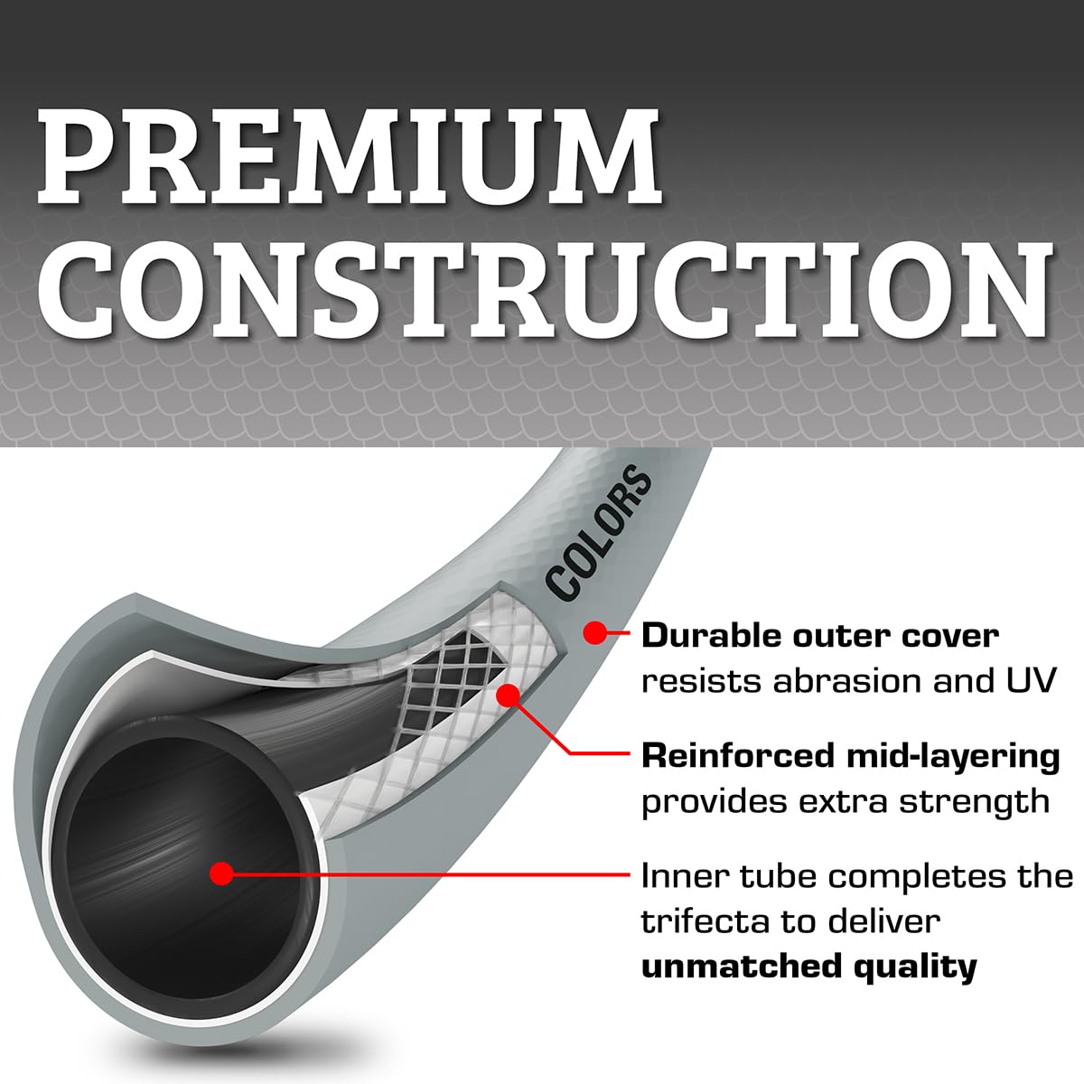 Flexzilla Colors™ SwivelGrip® Garden Hose, 5/8" x 25', 3/4" - 11 1/2 GHT Fittings, Slate Grey
