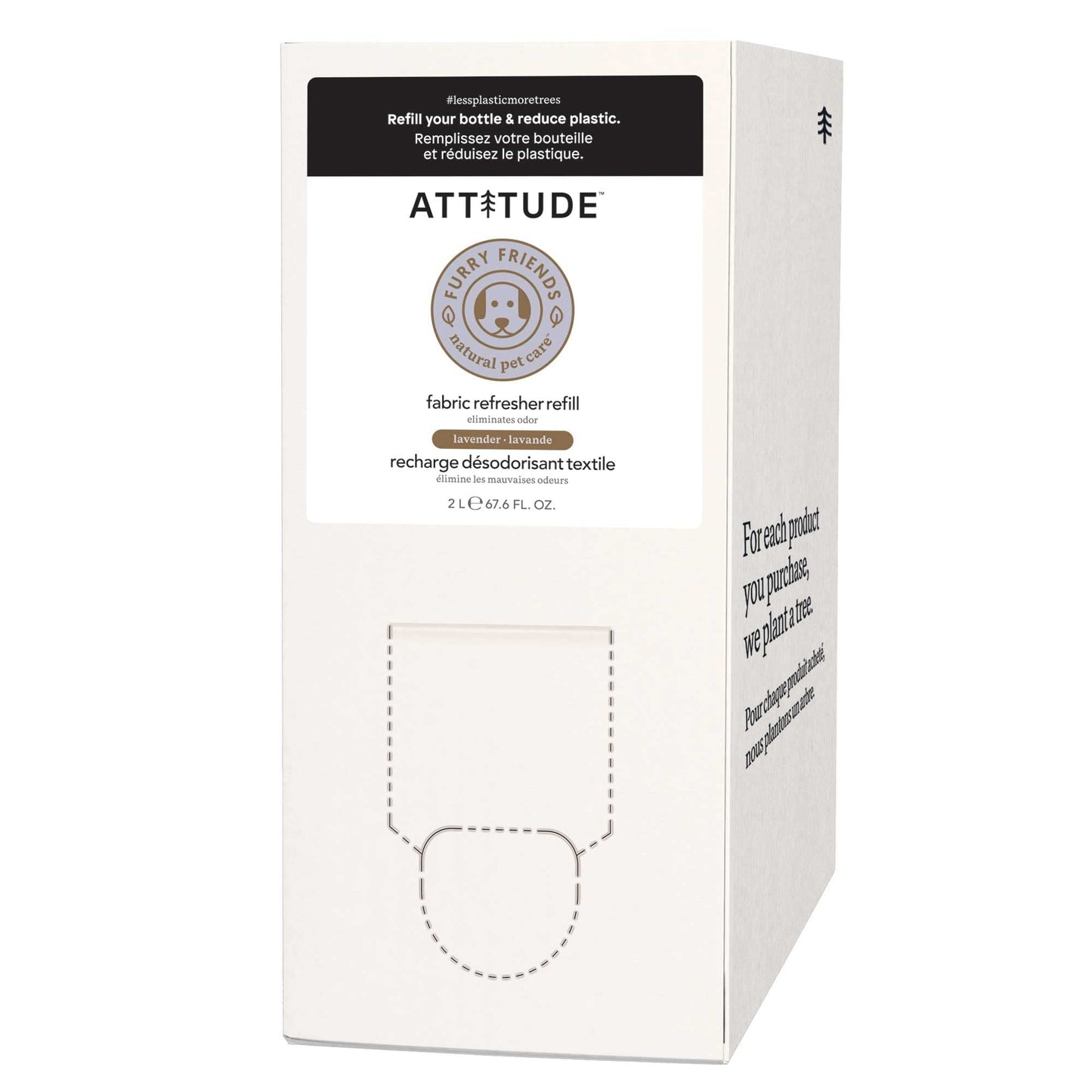 ATTITUDE Fabric Refresher for Pets, Made in Canada, Neutralizes Odors, Plant and Mineral-Based Ingredients, Vegan, Bulk Refill, Lavender, 2 Liters