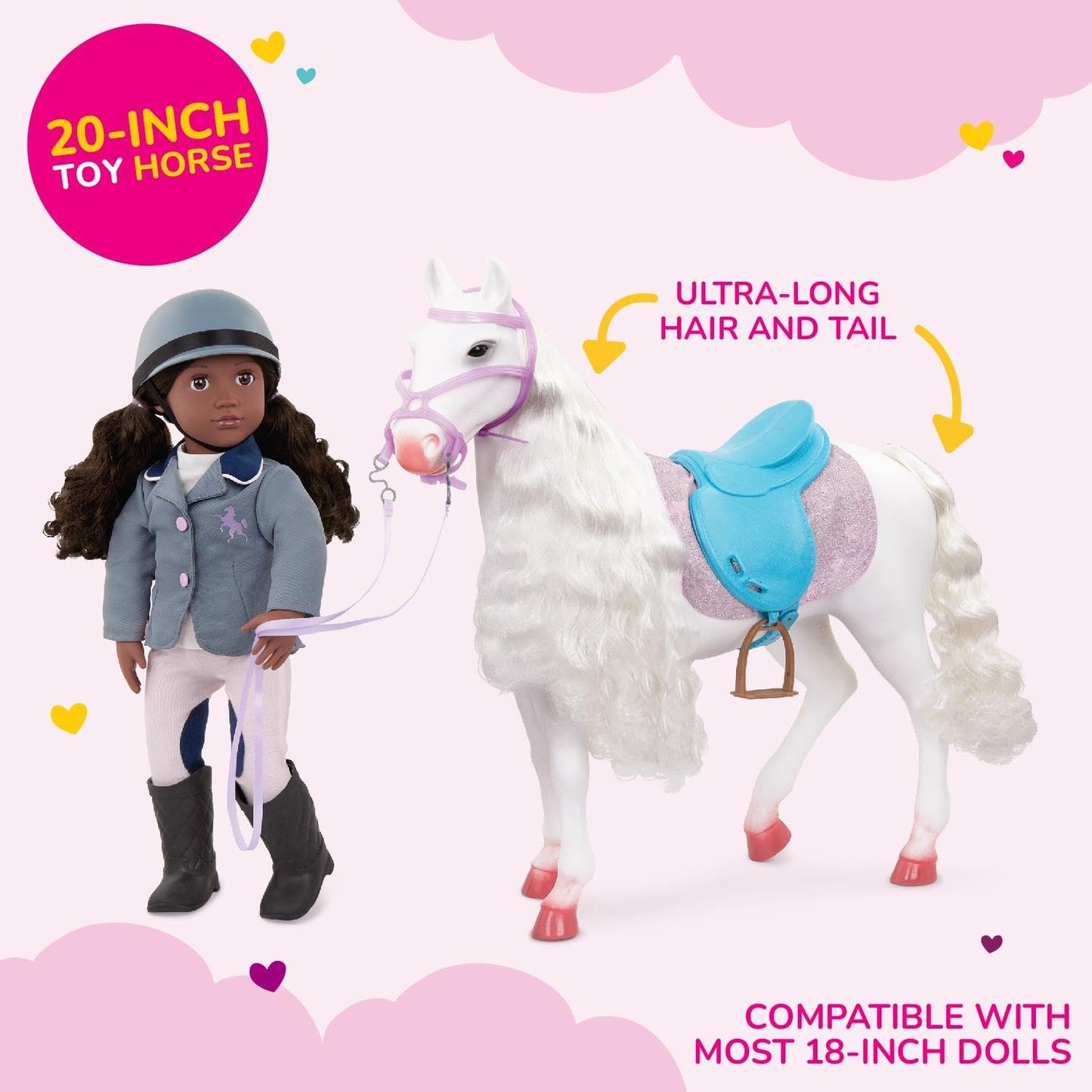 Our Generation – 20-Inch Toy Horse – Hair Styling Pieces – 18-Inch Doll Accessories – Pretend Play 3+ Years– Camarillo Hair Play Horse