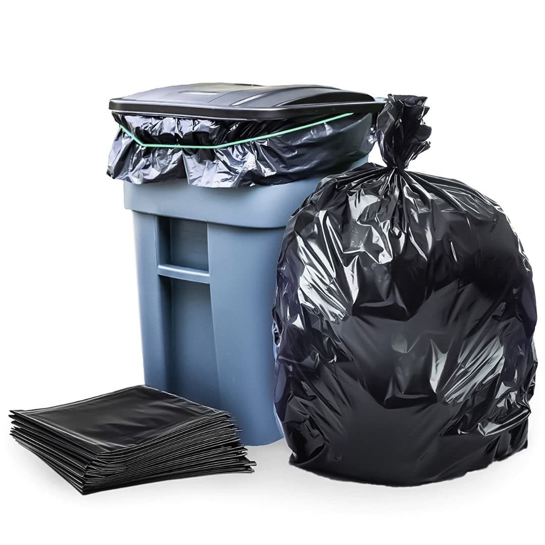Plasticplace 64-65 Gallon Trash Can Liners for Toter │ 1.5 Mil │ Black Heavy Duty Garbage Bags │ 50” x 60” (25 Count)