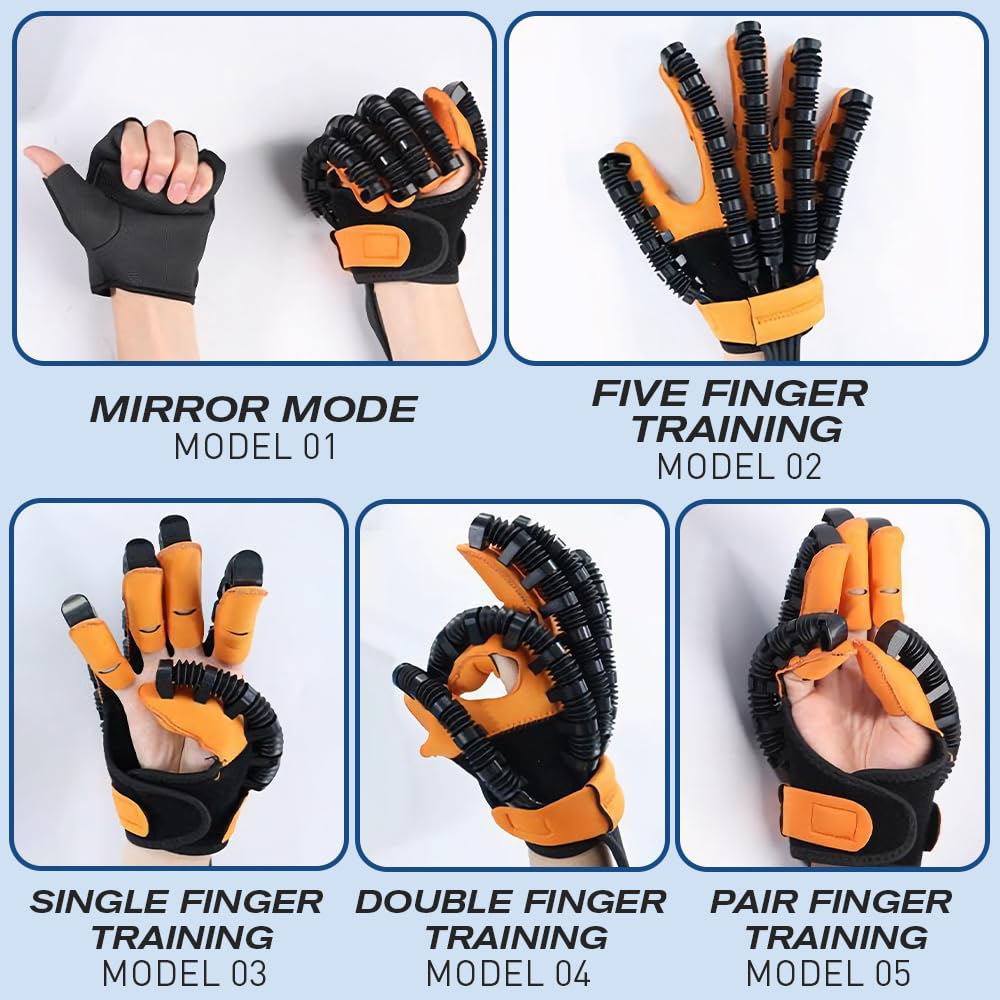 BAUSATZ Rehabilitation Robotic Gloves for Stroke Recovery-Multiple Training Modes，Custom Settings Finger Rehab Trainer，Stroke Recovery Equipment (Right Hand-Large)