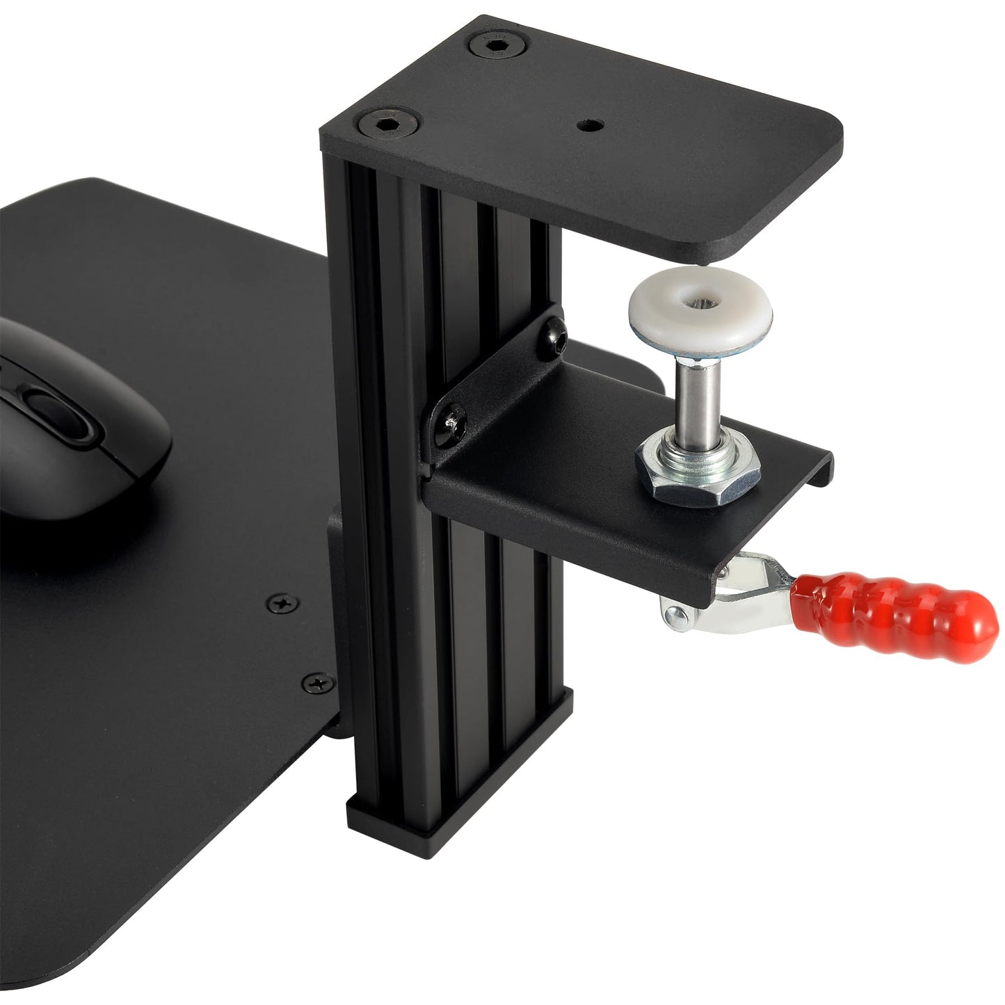 VTUIFBT Metal Clamp-on Adjustable Computer Mouse Pad and Device Holder for Desks, Metal Computer Mouse Desk Mount Pad, 10.63" x 8.66" Ergonomic Desk Extender Tray, Fits up to 4 Inch Desktops, Black