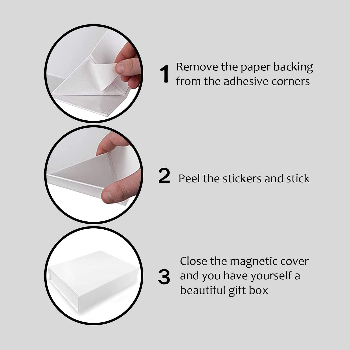 Purple Q Crafts White Hard Gift Box with Magnetic Closure Lid 7" x 5" x 1.6" Rectangle Small Boxes For Gifts With White Glossy Finish (10 Boxes)