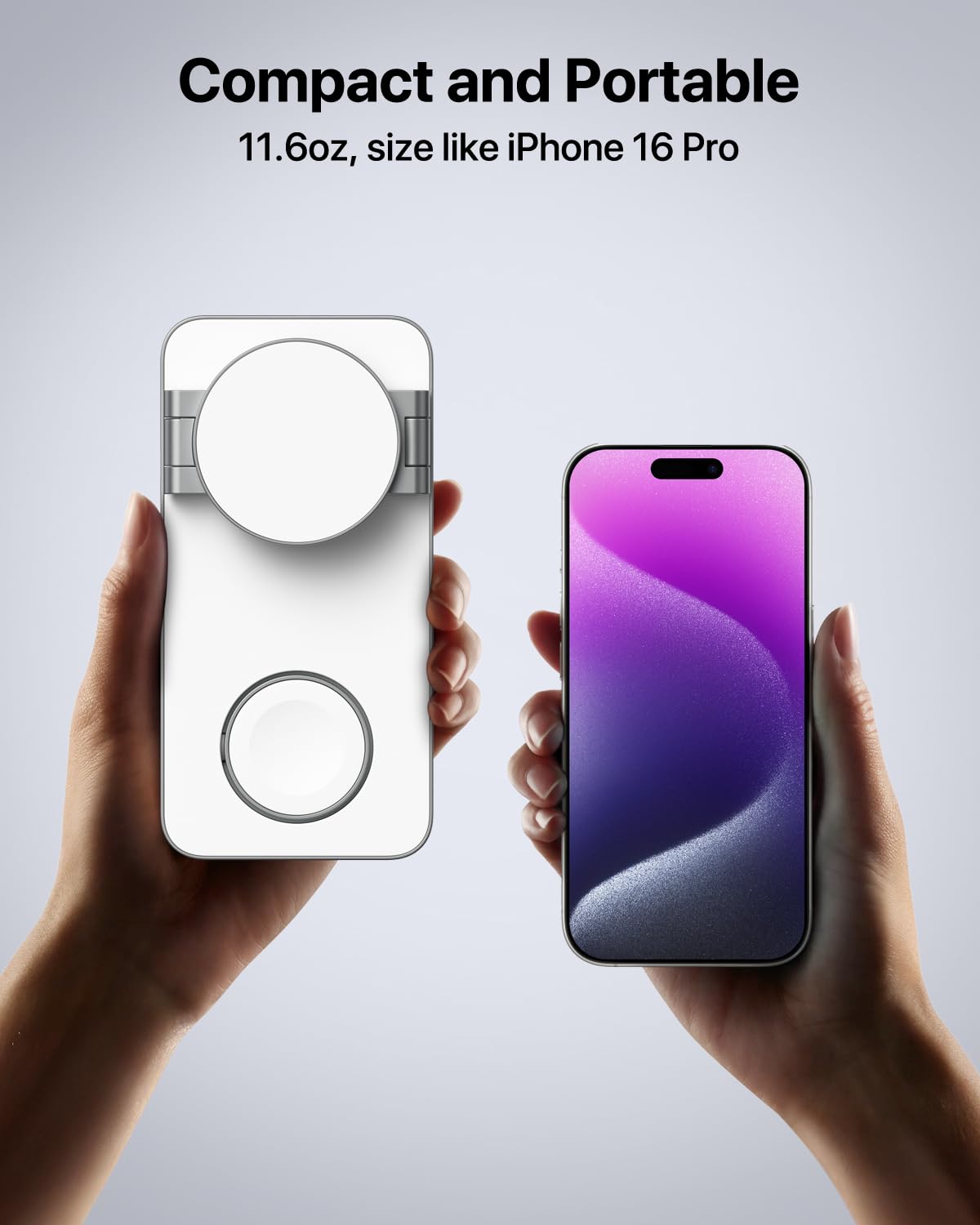 3 in 1 Wireless Charging Station, Magnetic Foldable Fast Mag-Safe Charger Stand Compatible with Apple Devices iPhone Air/17/16/15/14/13/12, Apple Watch Ultra/SE/10/9/8/7/6/5/4, AirPods Pro/3/2 (White)