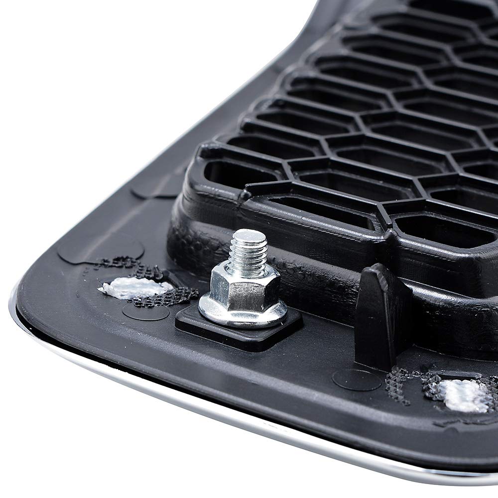 Compatible with 2014-2018 Jeep Cherokee 4-Door Grille Grill Cover Trim Insert Kit 7pcs (Black Mesh Grille + Chrome Moulding Trim)