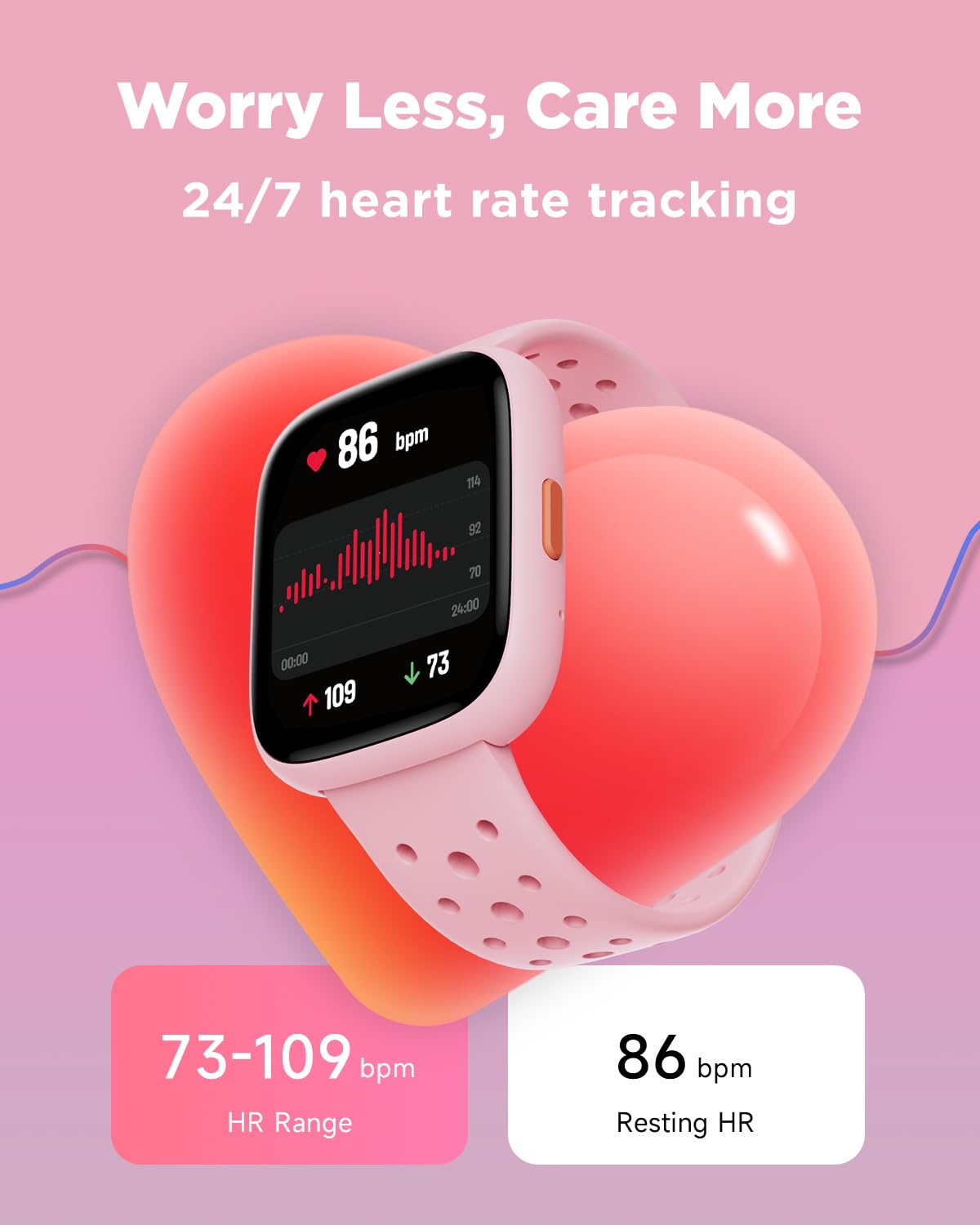 BIGGERFIVE Smart Watch for Kids, 1.8" Fitness Tracker Watch Pedometer, Heart Rate, Sleep Monitor, IP68 Waterproof, Calorie Step Counter, Puzzle Games with/Without APP for Girls Teens 5-16, Pink
