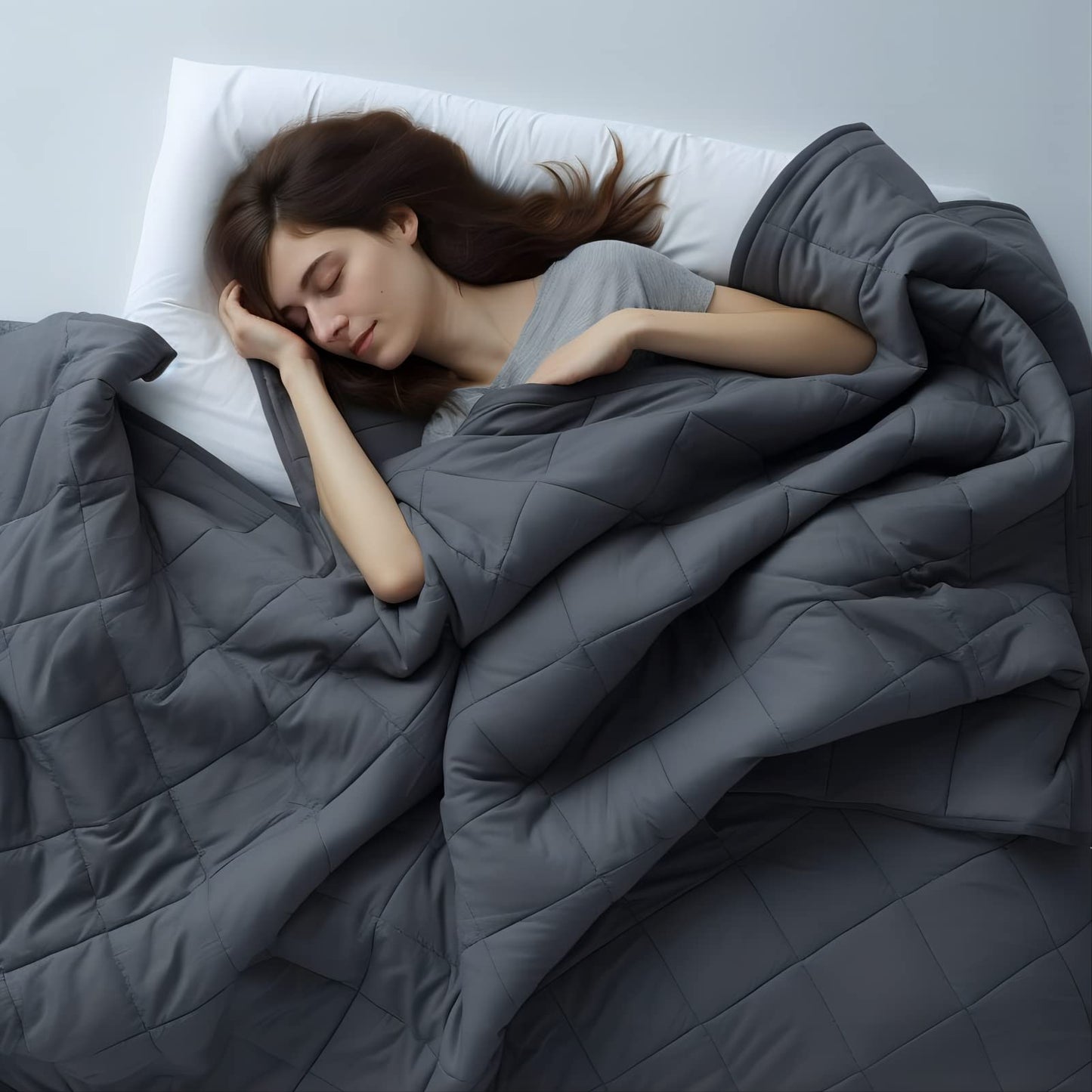 CZZZ Cooling Weighted Blanket 15 lbs - 48"x72" with Glass Beads for Adults, Full Double Twin Size Bed Soft Breathable Washable Heavy Blanket