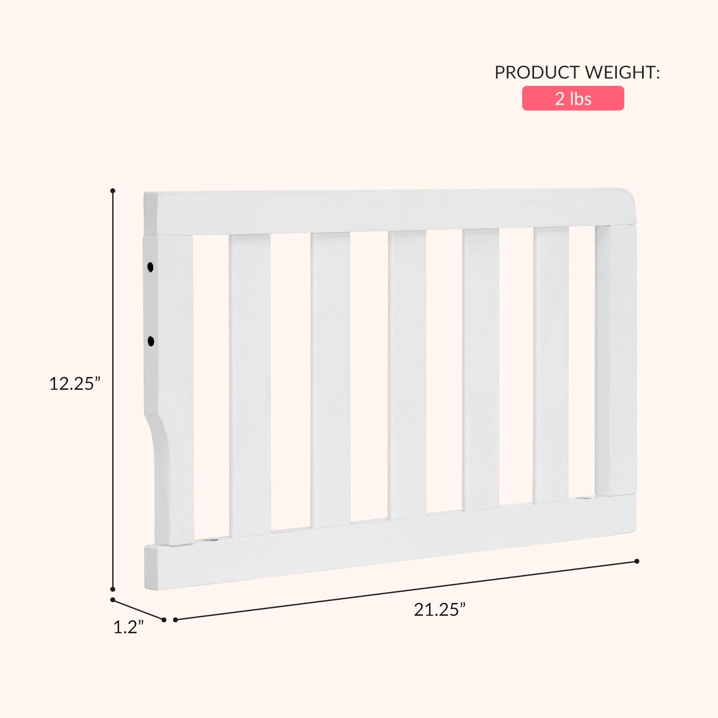 Dream On Me Universal Convertible Crib Toddler Guard Rail in White, Compatible with Select Dream On Me Cribs, Crib to Toddler Bed Conversion, Easily Attachable