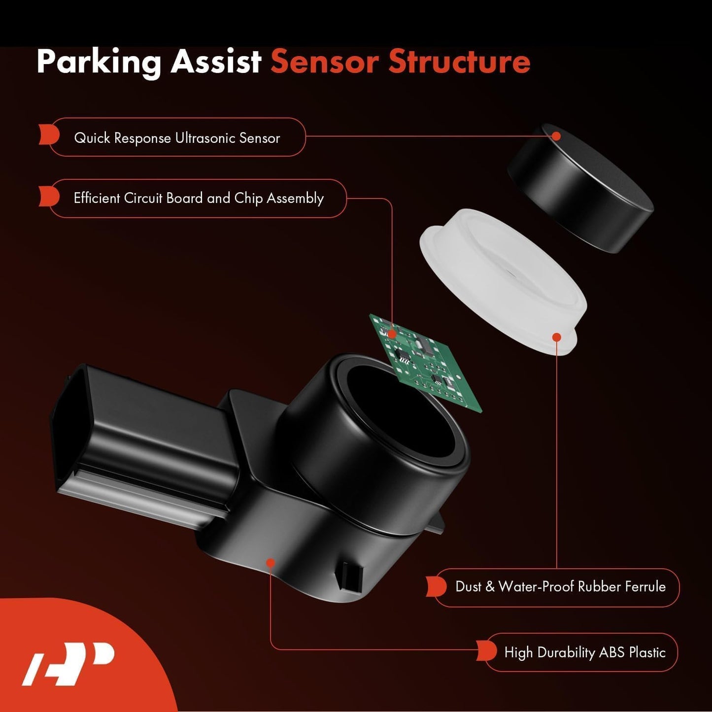 A-Premium (4-PC) Rear Reverse Backup Parking Assist Sensor Compatible with Select Ford and Lincoln Models - F-150 F150 2009-2014, Mark LT 2010-2014, Replace# 9L3Z-15K859-D