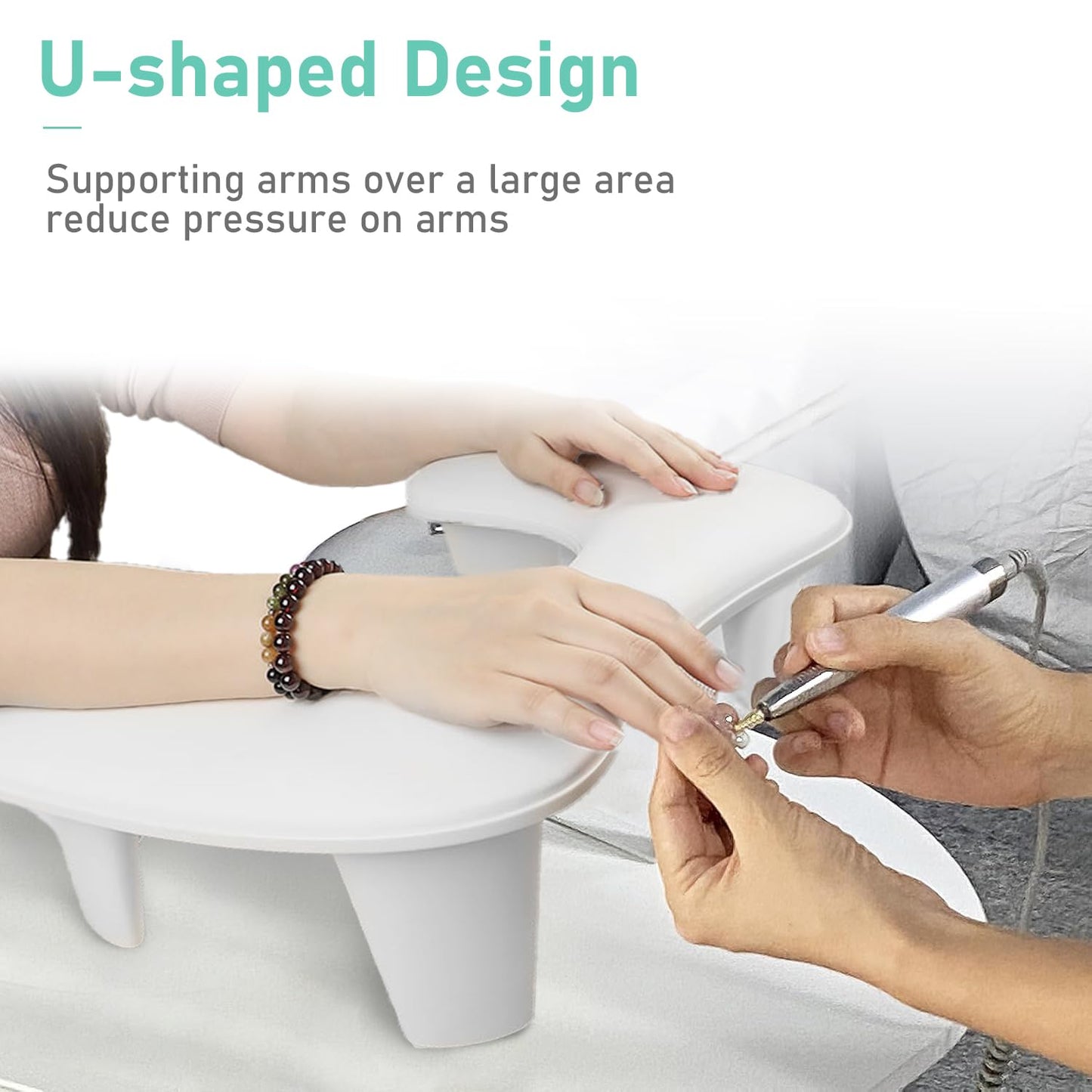 Wexlerey Arm Rest for Nails Tech,U-shaped Manicure Nail Arm Rest Stand Big with Detachable Brackets,PU Leather Hand Rest Pillow Cushion(White)