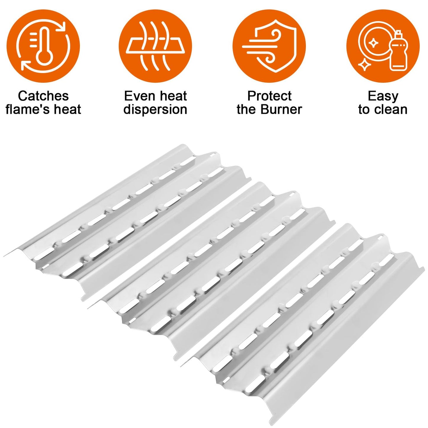 BBQ Future 13-3/4'' Flav-R-Wave Parts for Broil King Signet and Sovereign Models with Tube-in-Tube Burners, Stainless Steel BBQ Heat Plate Burner Cover, 3-Pack