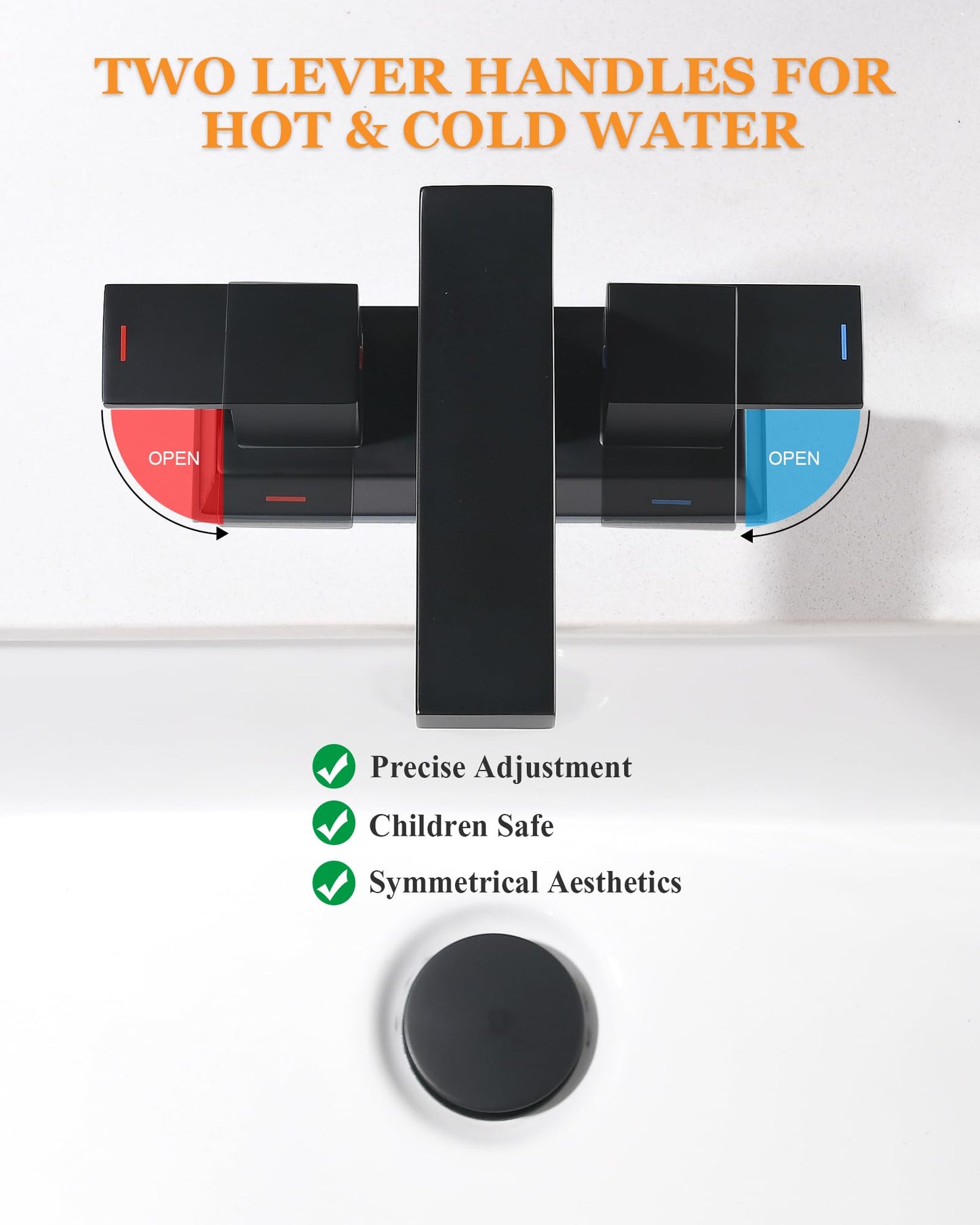 Tohlar Black Bathroom Faucet - Bathroom Sink Faucet 2 Handles, 4 Inch Centerset Bathroom Faucets for Sink 2 or 3 Holes, Matte Black Bathroom Faucet with Pop Up Drain and 2 Lead-Free Hoses, Lavatory RV
