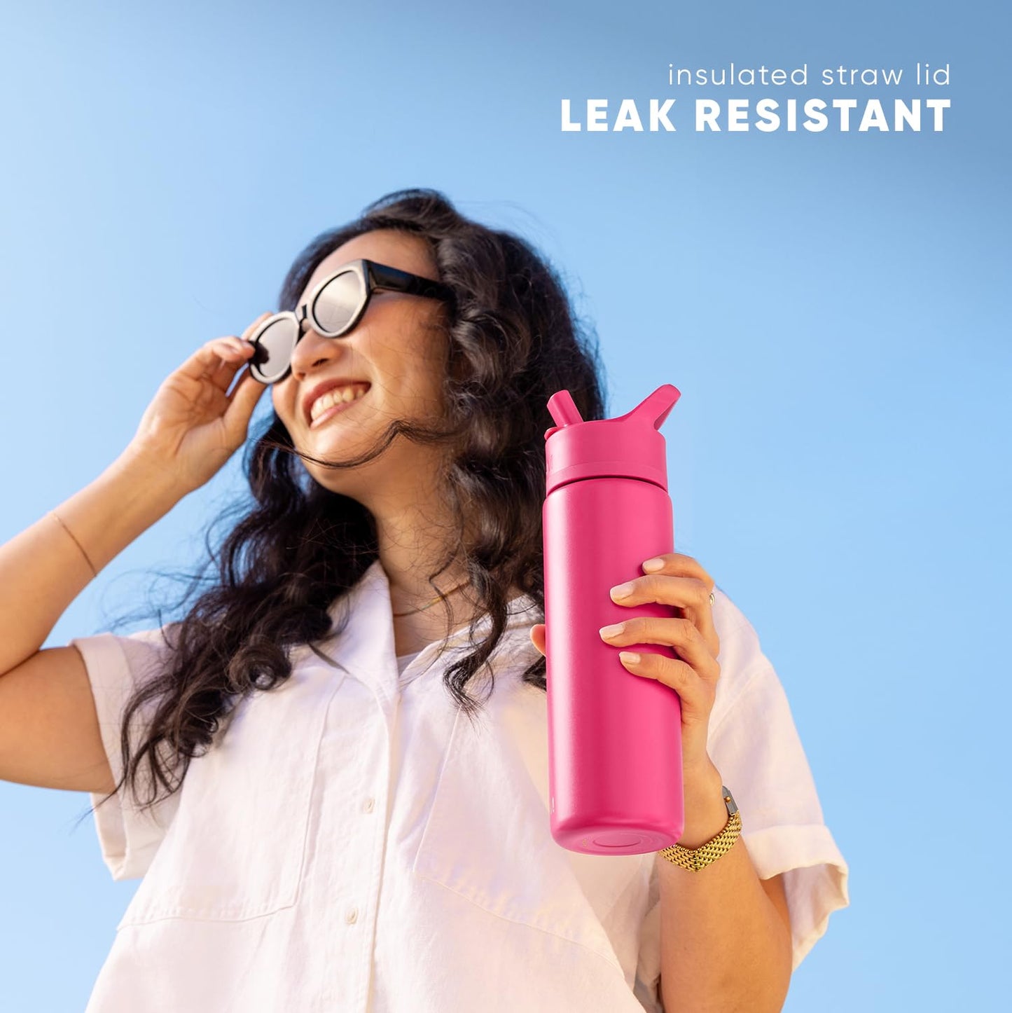 Simple Modern Water Bottle with Straw Lid | Vacuum Insulated Stainless Steel Metal | Reusable Leak Proof BPA-Free Flask for Sports Gym | Summit Collection | 30oz, Cream Leopard