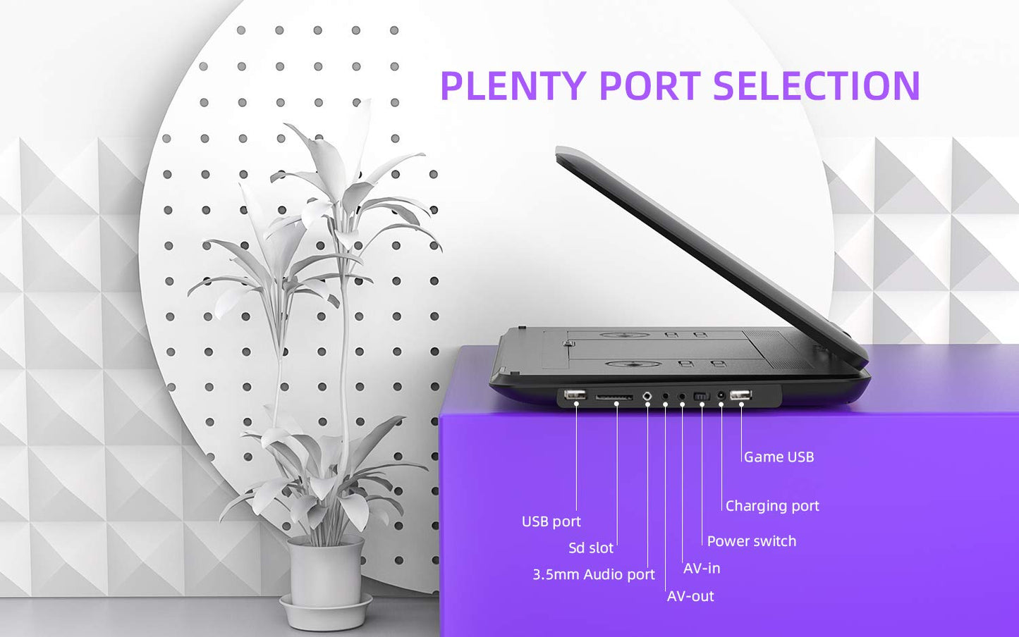 17.9" Portable DVD Player with 15.6" Large HD Screen, 6 Hours Rechargeable Battery, Support USB/SD Card/Sync TV and Multiple Disc Formats, High Volume Speaker,Black