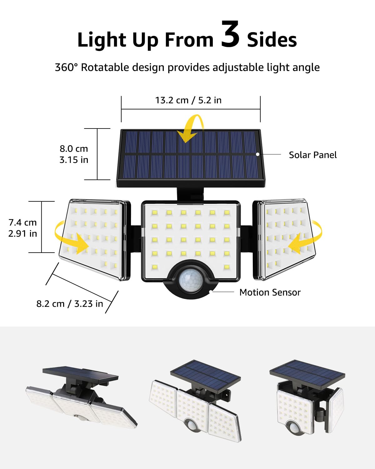 Lepro Solar Lights Outdoor, 1000LM Super Bright Solar Motion Sensor Light, IP65 Waterproof Solar Flood Lights, 270° Wide Angle, Security Lights for Yard, Garden, Garage