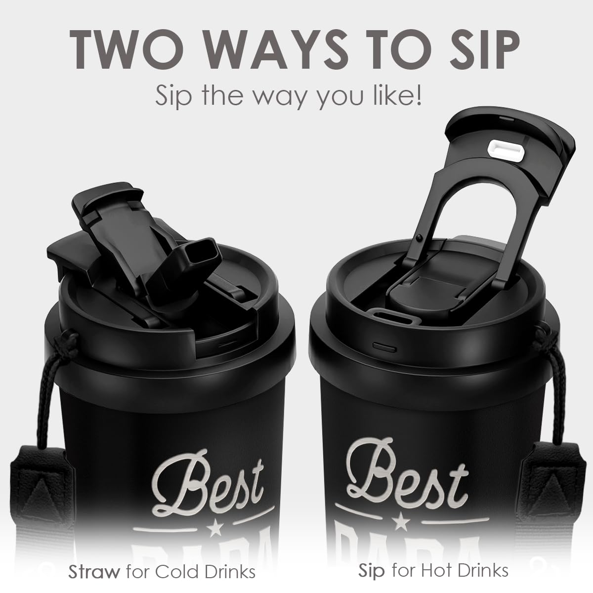 SANDJEST Dad Gift from Son Daughter, Stainless Steel 2-in-1 Lid Coffee Tumbler 18 oz, Best Papa Ever Insulated Travel Mug for Men Fathers Papa Daddy, Gift Idea for Birthday Christmas Fathers Day
